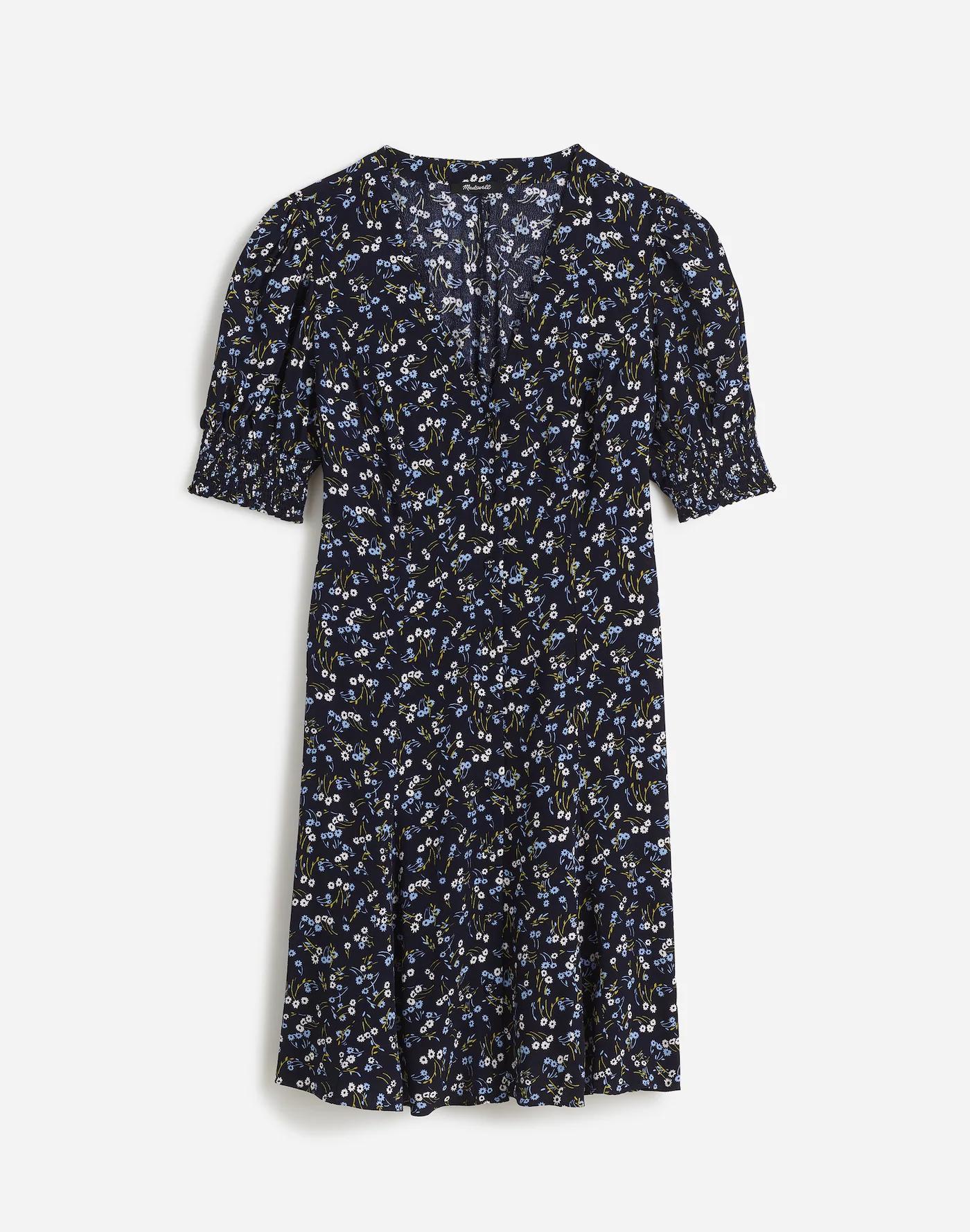 V-Neck Button-Front Mini Dress in Floral Product Image