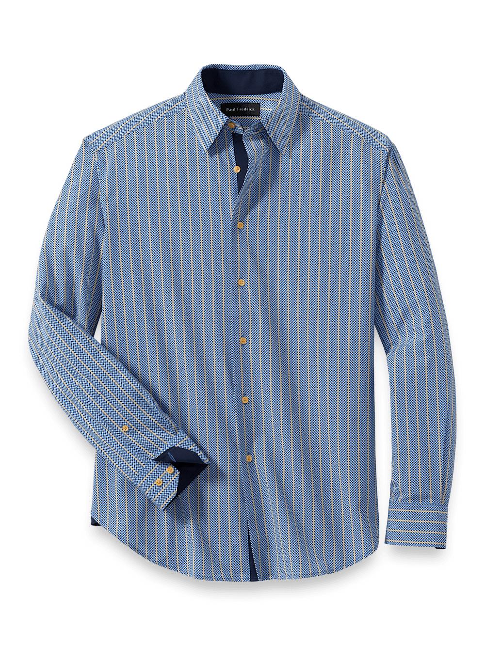 Performance Stretch Stripe Casual Shirt - Blue/yellow Product Image
