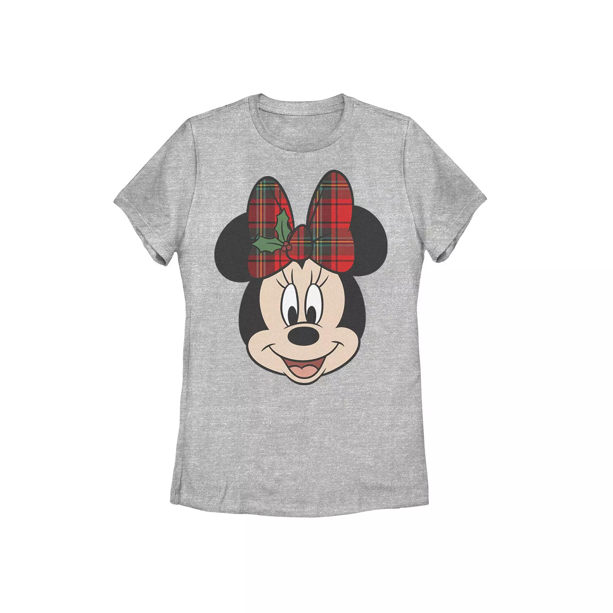 Juniors' Disney's Minnie Mouse Christmas Bow Tee, Girl's,  Product Image