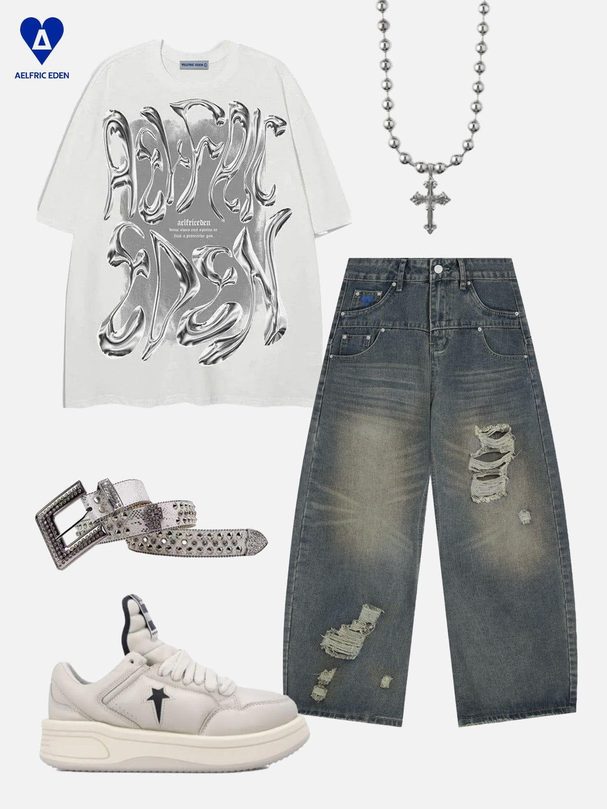 Aelfric Eden Distressed Super Baggy Barrel Jeans Product Image