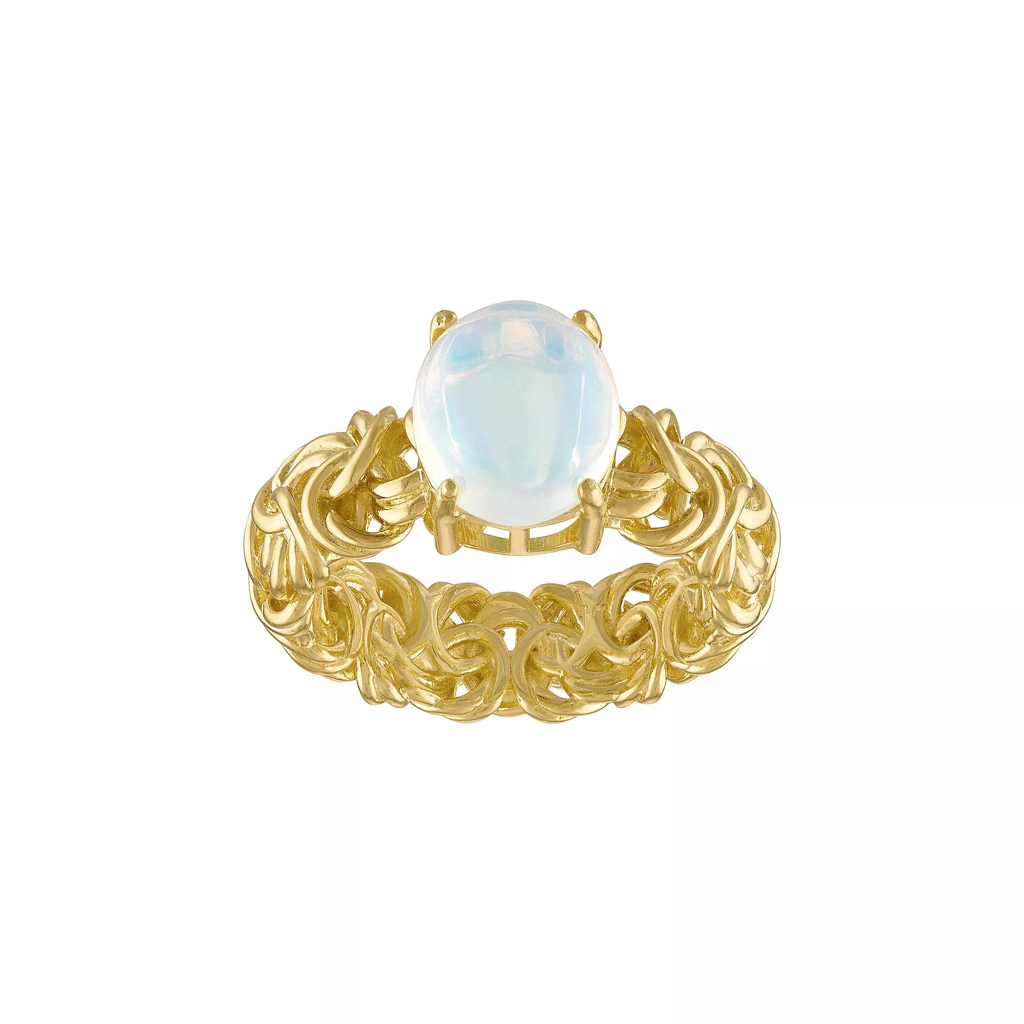 Tiara 14k Gold Over Silver White Opal Byzantine Ring, Women's, Size: 7, Gold Tone Product Image