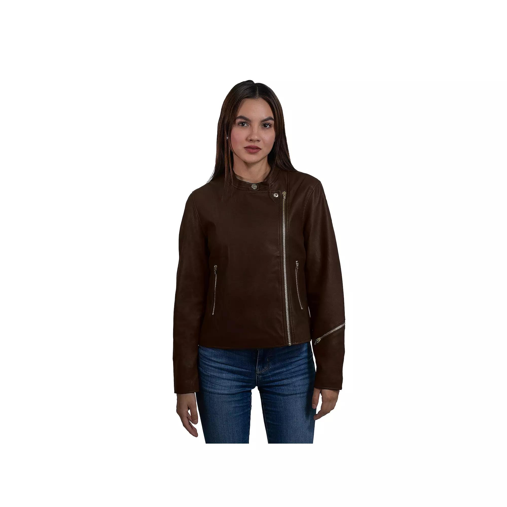 Women's Nine West Faux Leather Moto Jacket,  Product Image