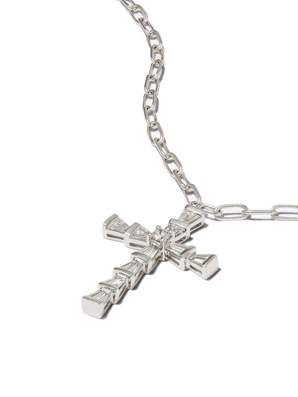 18kt white gold mini-cross diamond necklace Product Image