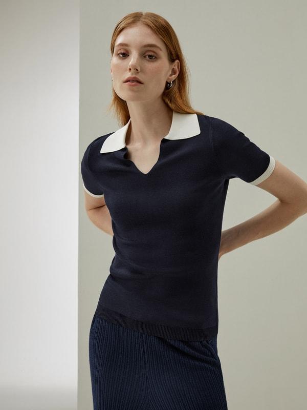 Timeless Mei Silk Knit Polo Product Image