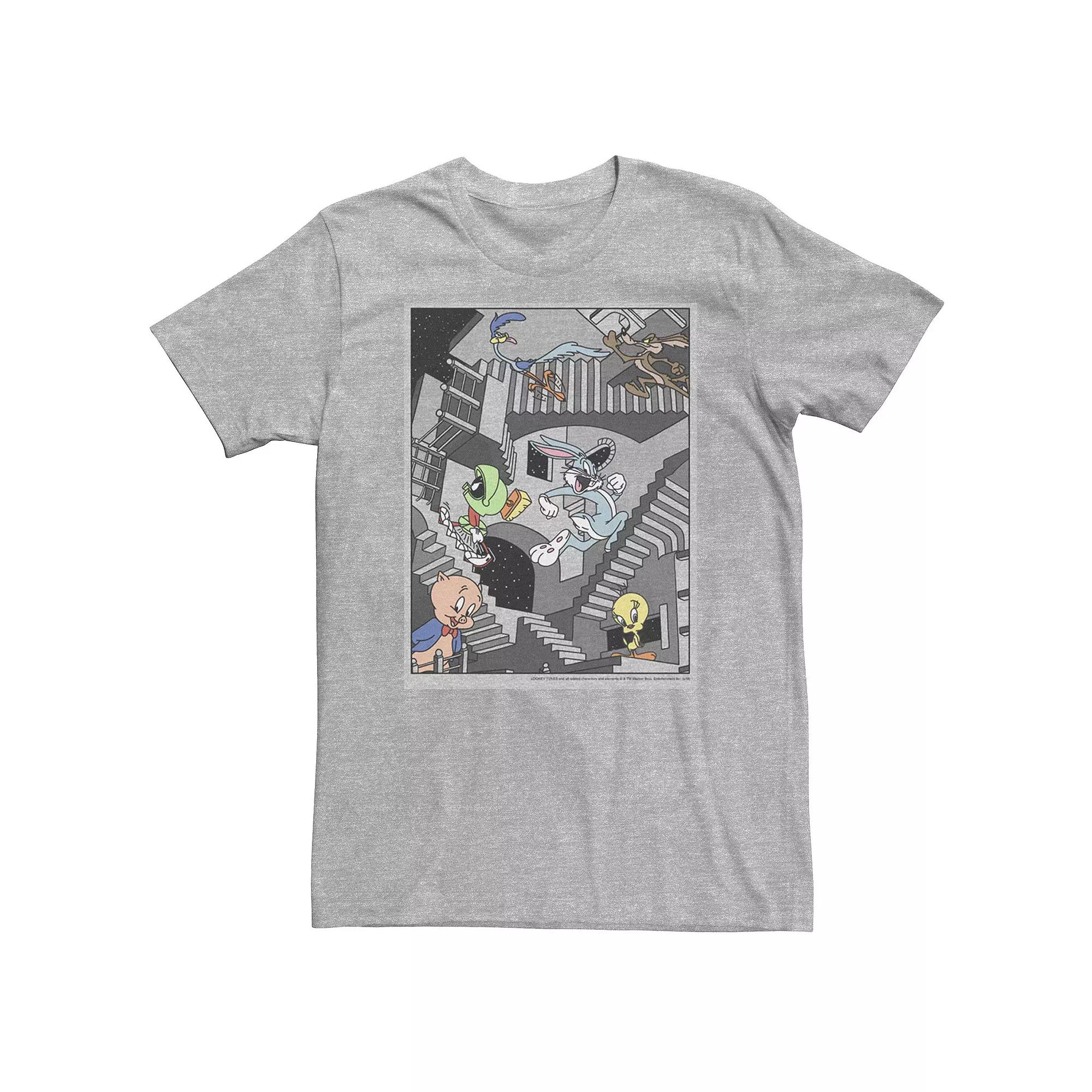 Big & Tall Looney Tunes Group Shot Stairways Poster Tee, Men's,  Product Image