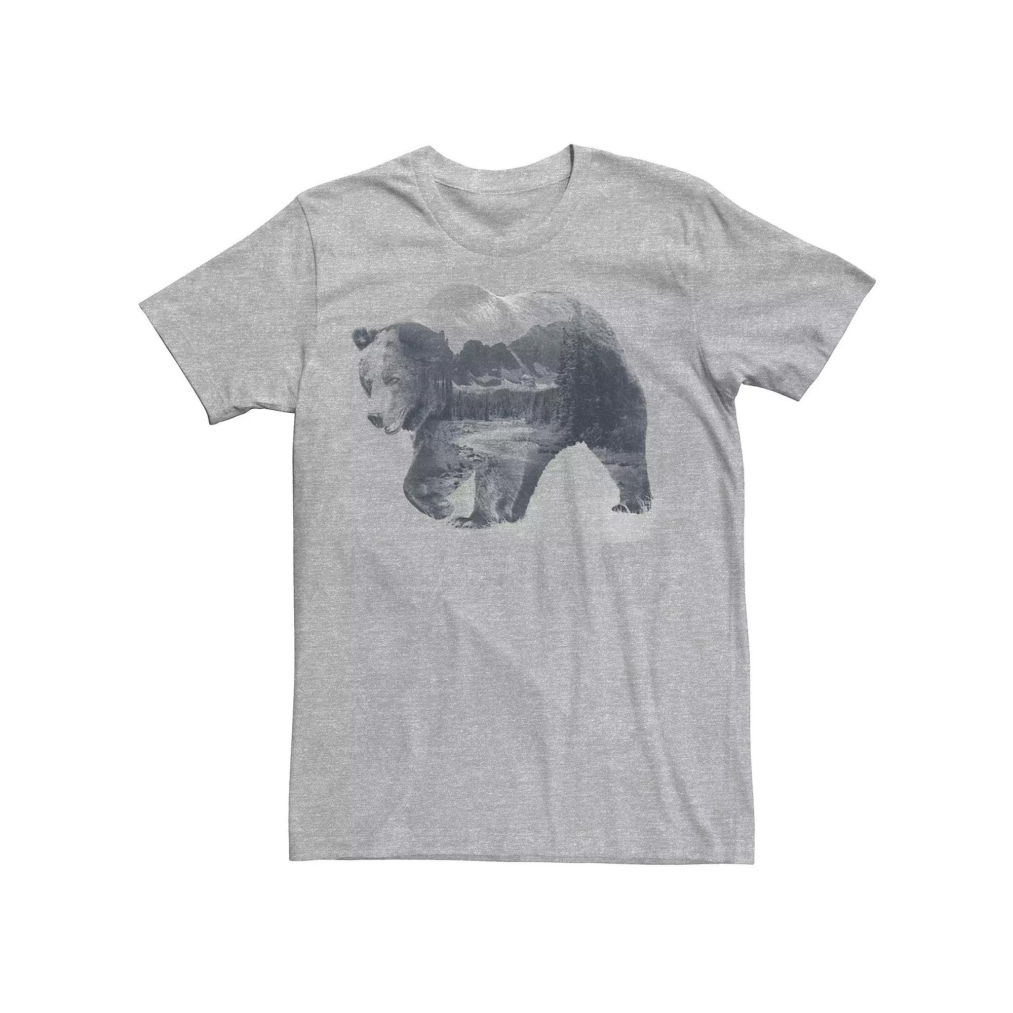 Men's Bear Filled River Landscape Graphic Tee, Size: Medium, Athletic Grey Product Image