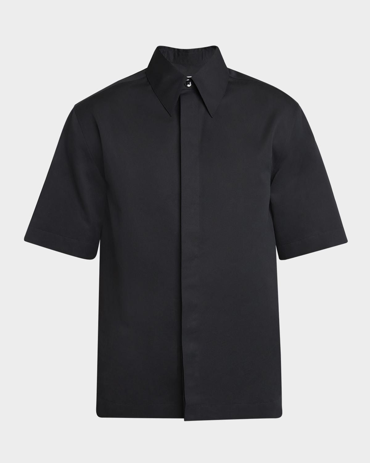 Mens Hidden-Placket Solid Sport Shirt Product Image