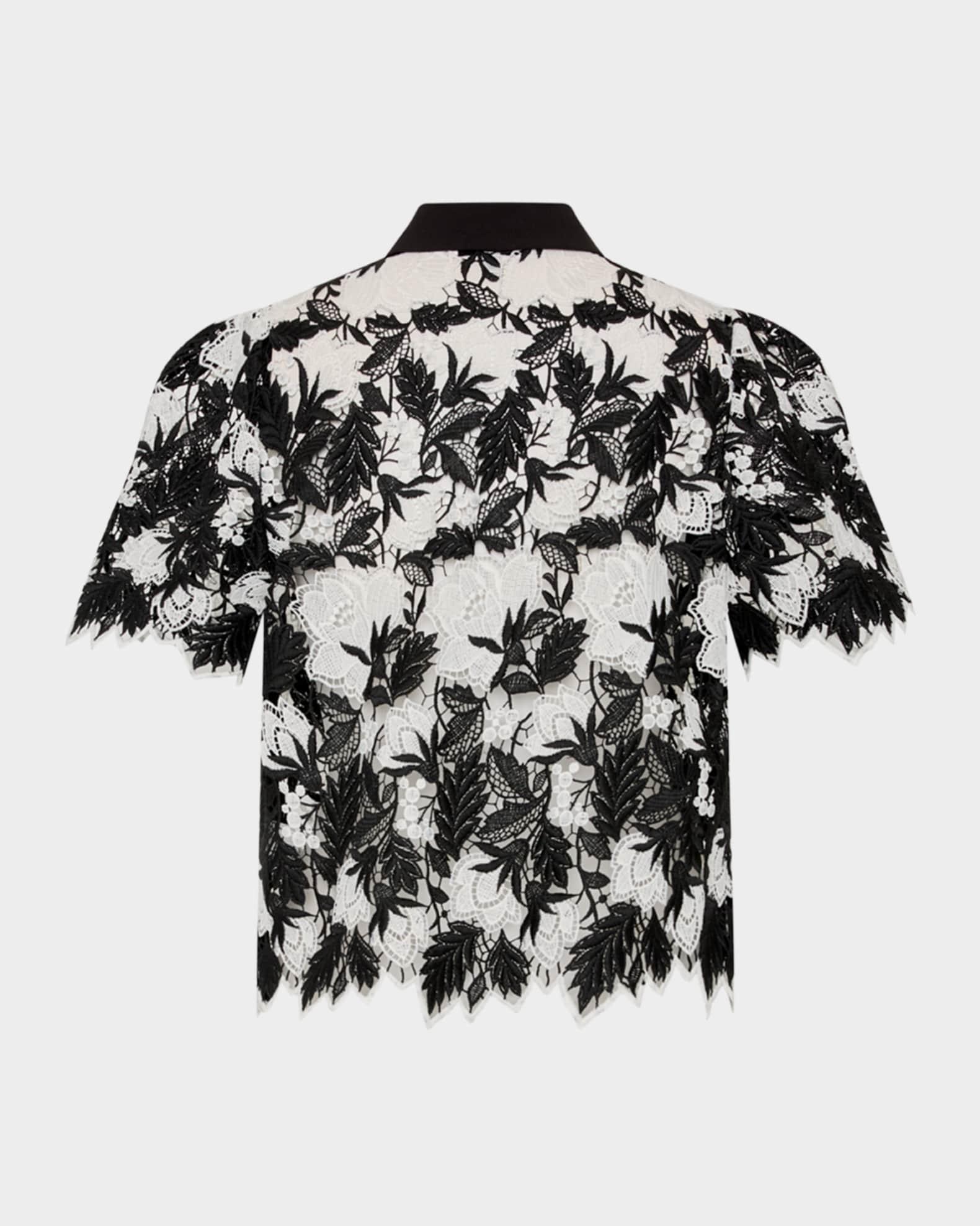 Addison Button-Front Two-Tone Lace Top Product Image