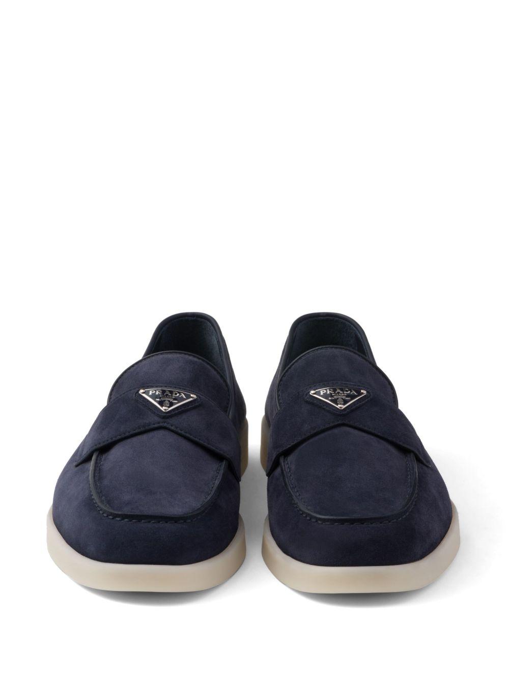 triangle-logo suede loafers Product Image