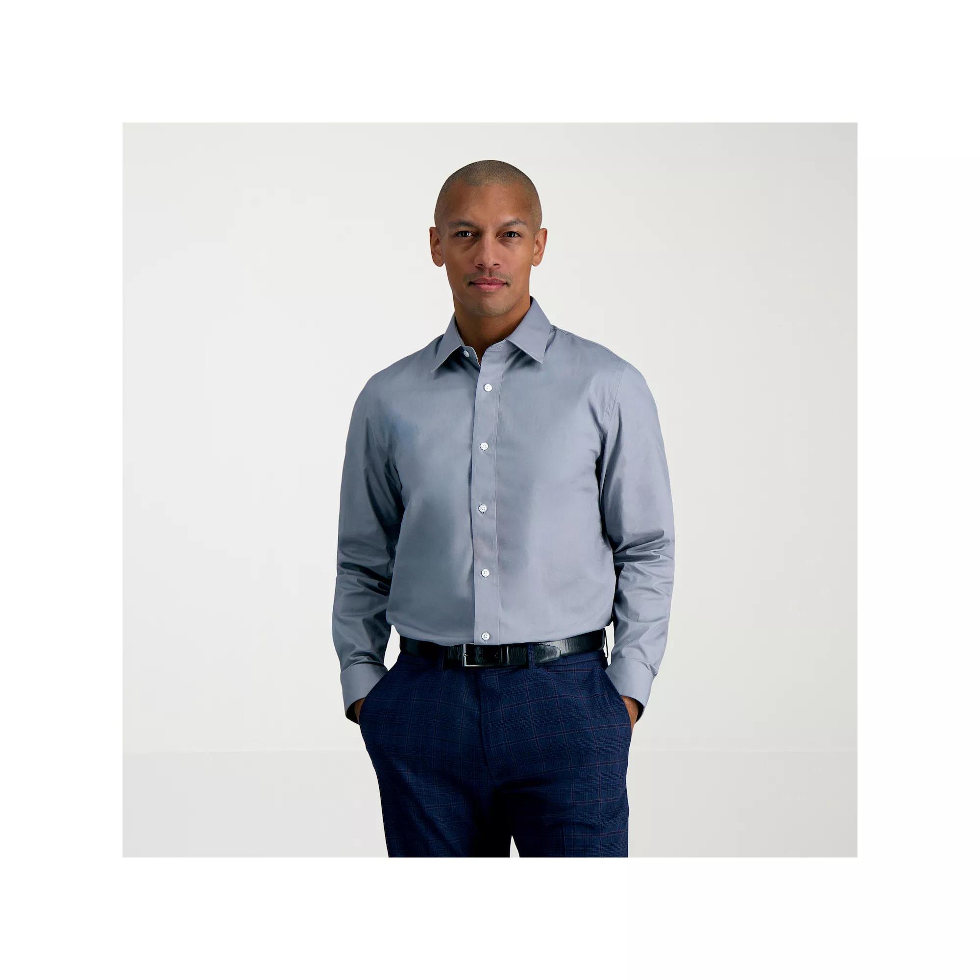 Men's Haggar® Premium Comfort Slim Fit Wrinkle Resistant Dress Shirt, Size: 18.5-34/35, Gray Solid Product Image