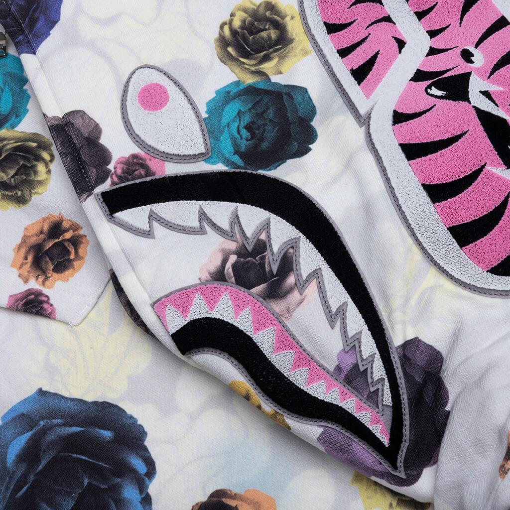 Floral Camo Shark Relaxed Fit Full Zip Hoodie - Ivory Male Product Image