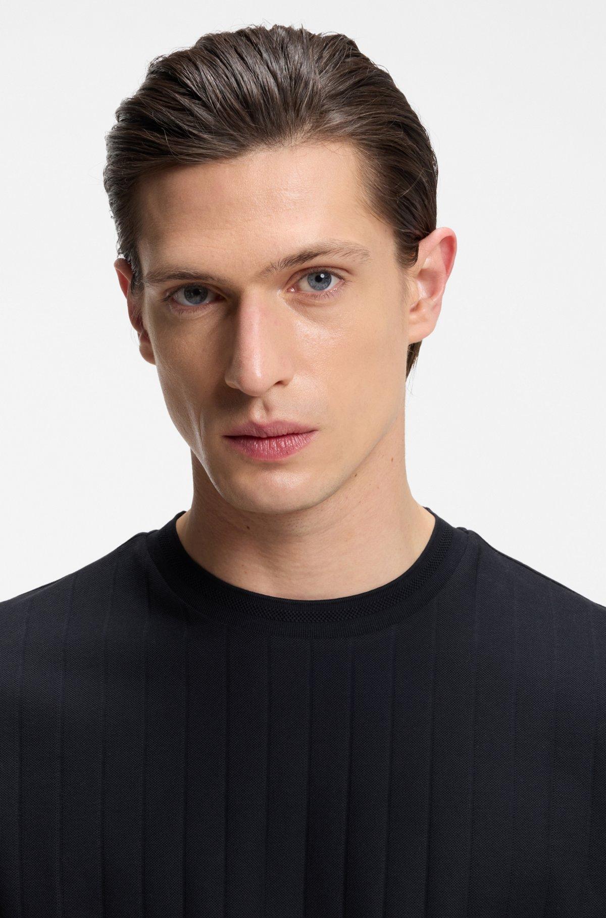 Vertical-stripe T-shirt in mercerised cotton Product Image