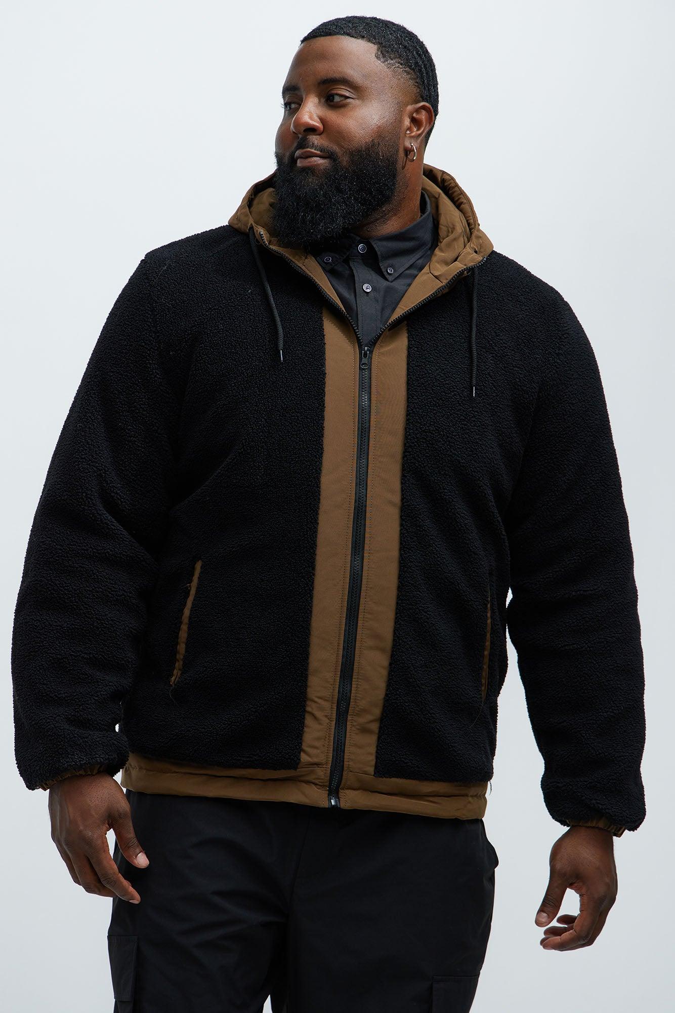 Theodore Midweight Teddybear Sherpa Jacket - Black/Brown Product Image