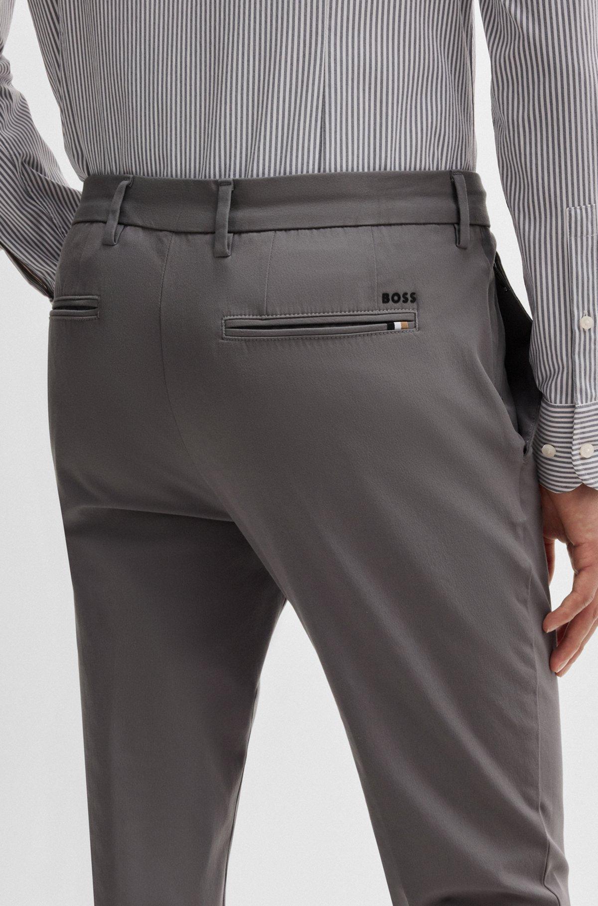 BOSS - Slim-fit trousers in stretch cotton - Dark Grey Product Image