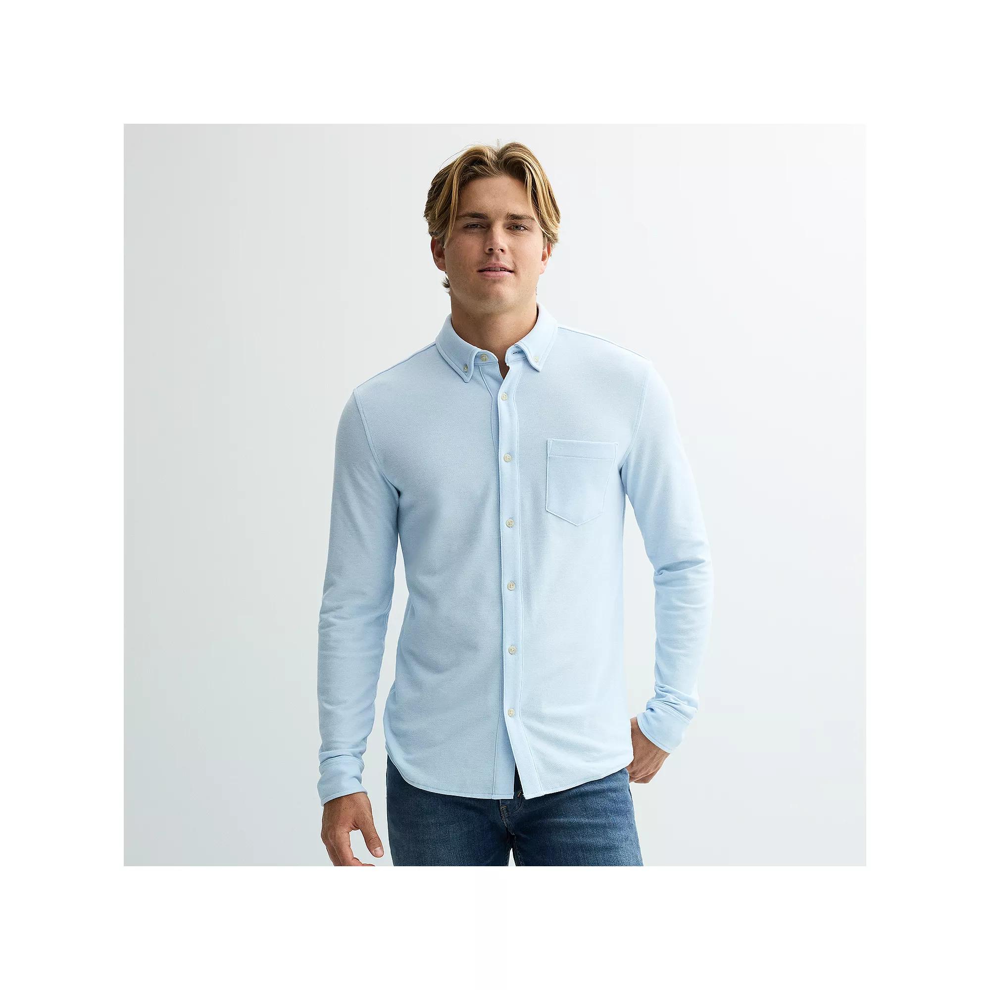 Men's Sonoma Goods For Life® Long Sleeve Pique Button-Up Shirt,  Product Image