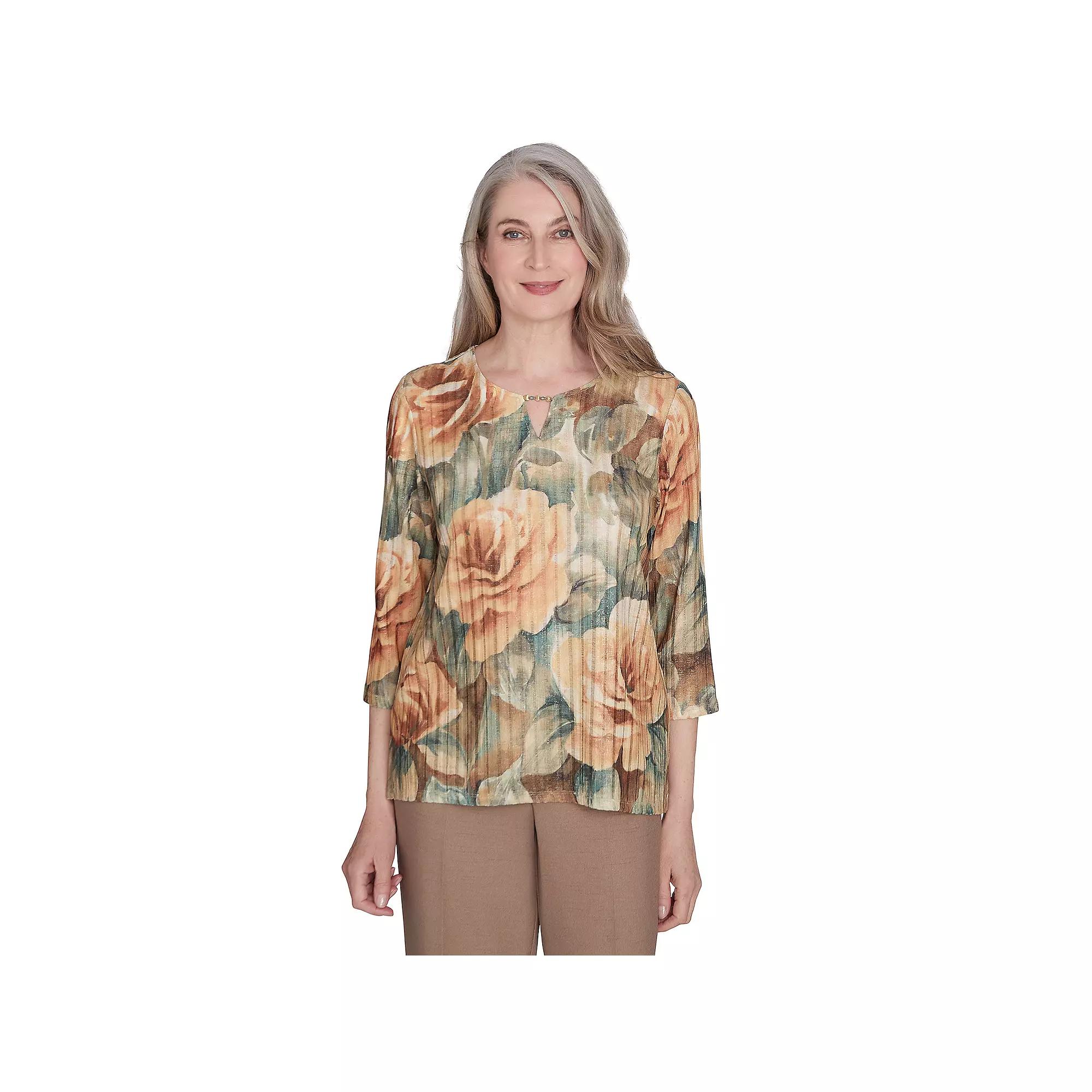 Women's Alfred Dunner Vintage Floral Top, Size: Small, Neutral Team Product Image