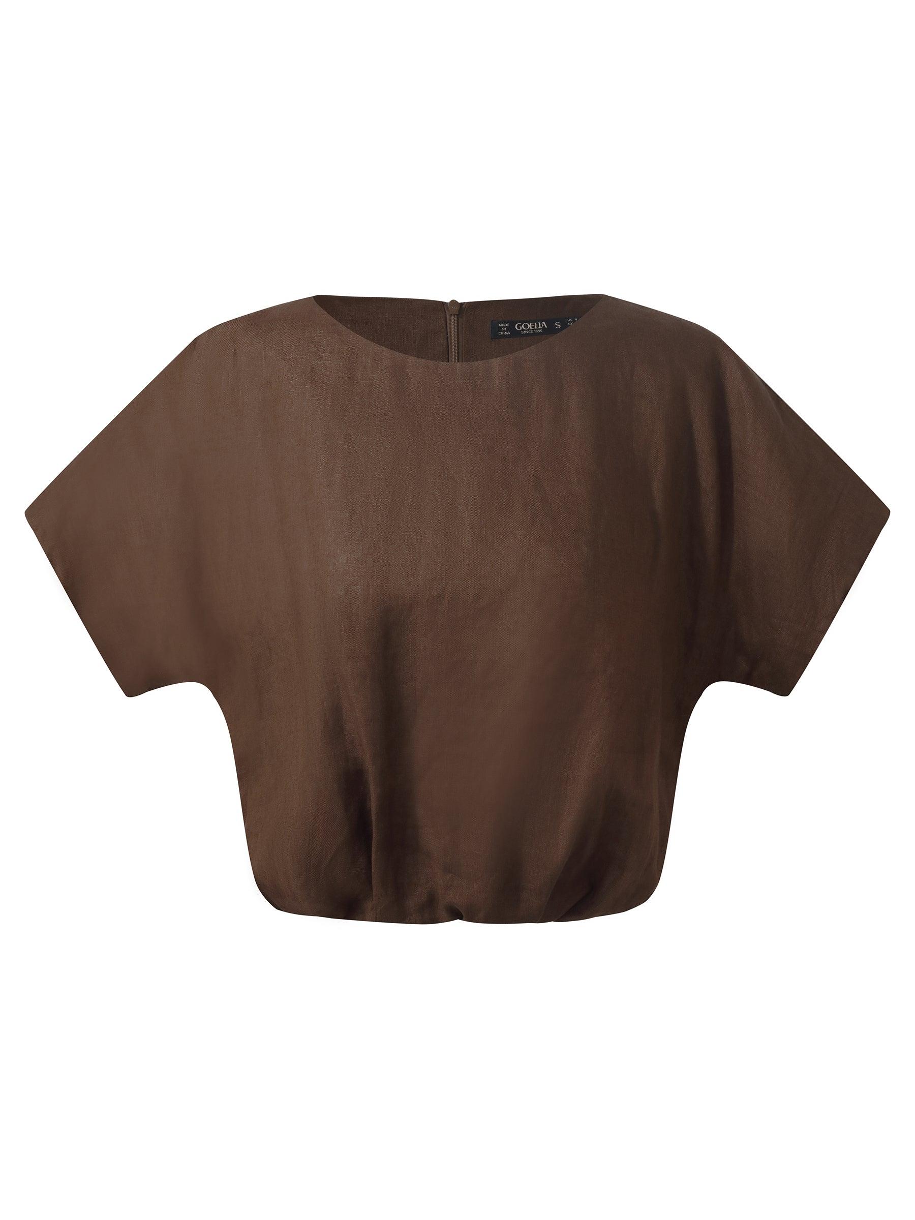 100% Linen Women Bud Sleeve Top Product Image
