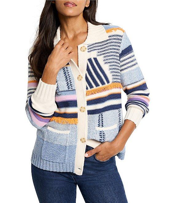 NIC + ZOE Pattern Play Point Collar Neck Long Sleeve Cardigan Product Image