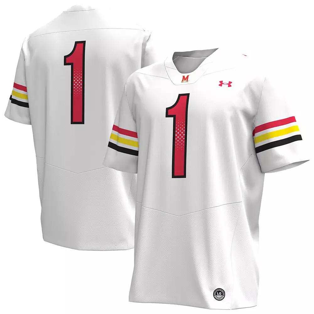 Men's Under Armour #1 White Maryland Terrapins Replica Football Jersey,  Product Image