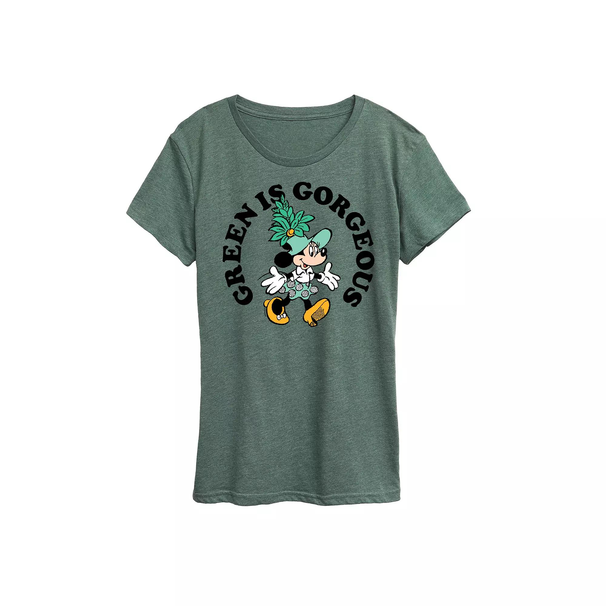 Disney's Minnie Mouse Women's Green Is Gorgeous Graphic Tee,  Product Image