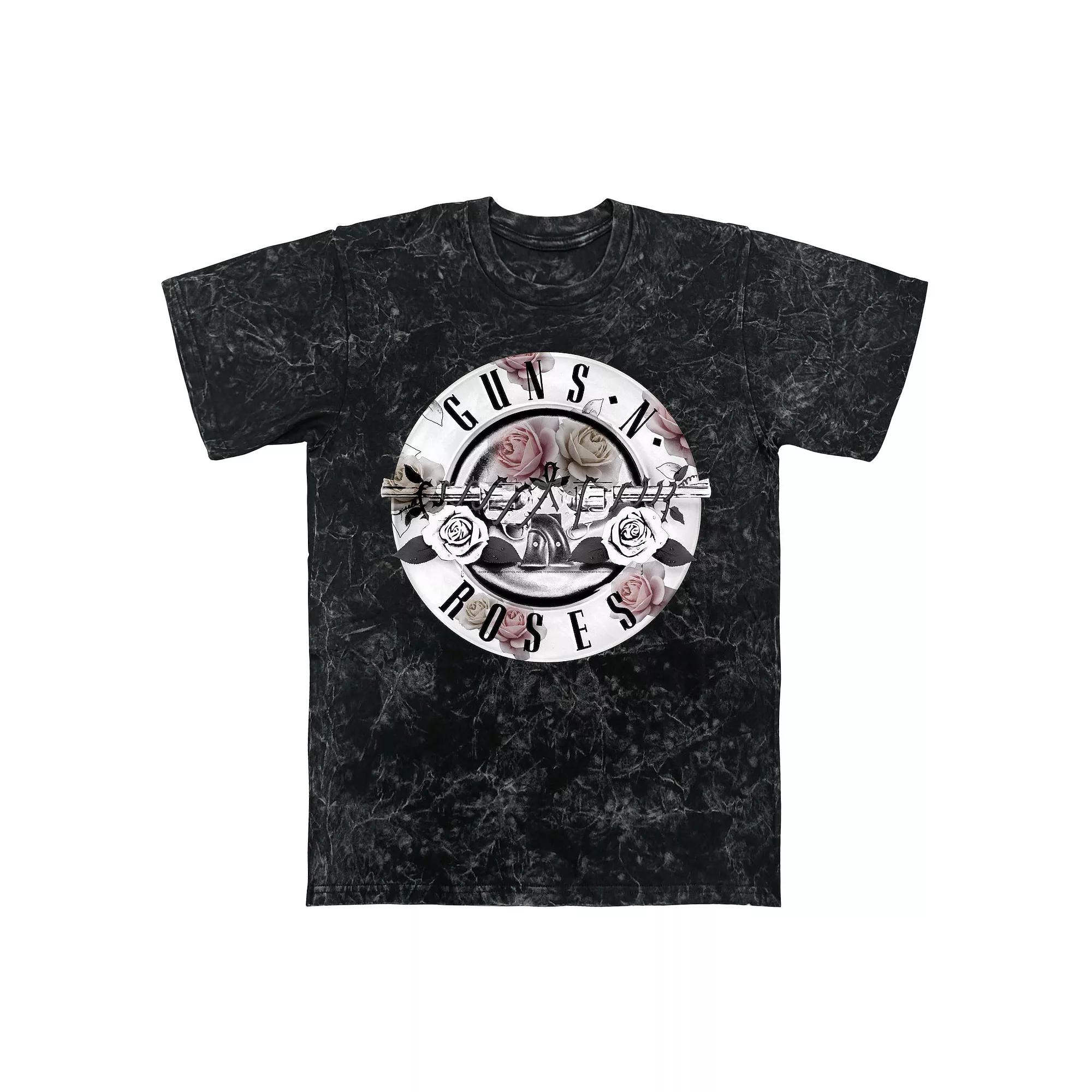 Men's Guns N' Roses Floral Fill Bullet Mineral Wash Graphic Tee,  Product Image