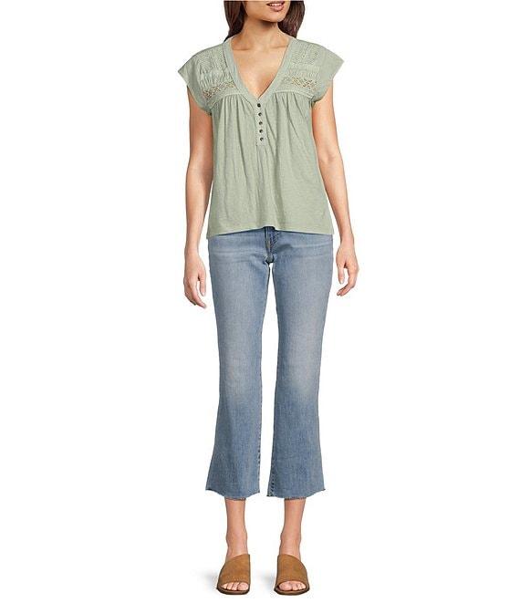 Lucky Brand Sweet Mid Rise Straight Raw Hem Kick Crop Jeans Product Image