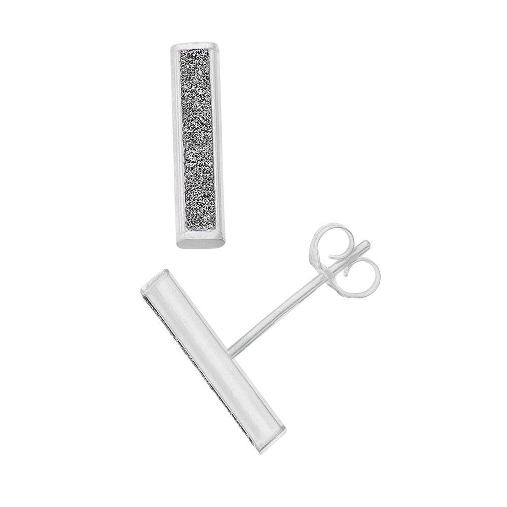 Aleure Precioso Sterling Silver Glitter Bar Post Earrings, Women's, Sterling Silver Silver Product Image