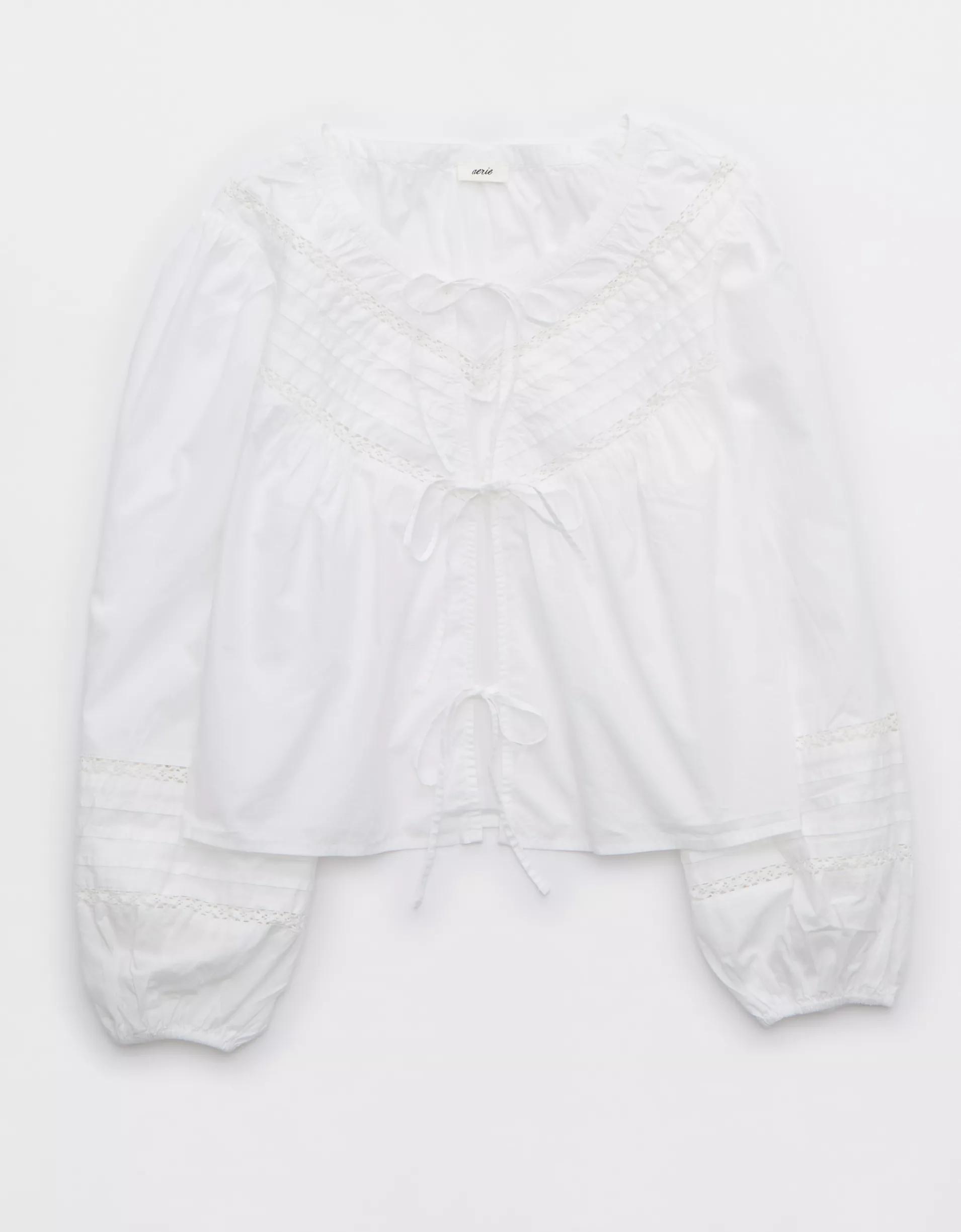 Aerie Long Sleeve Tie Front Top Product Image