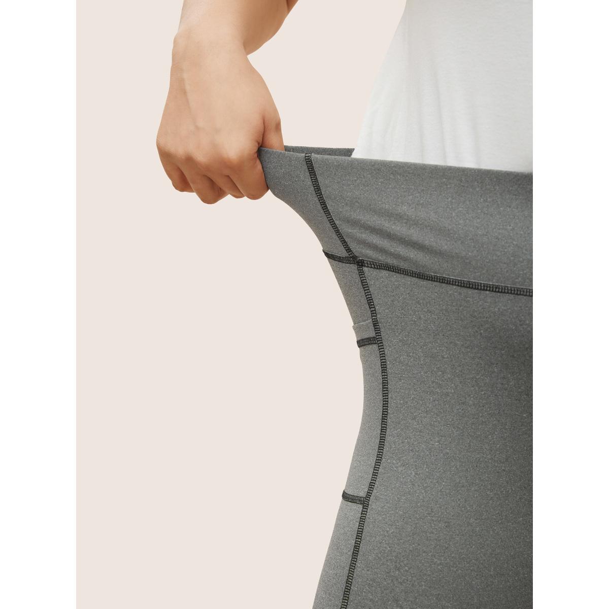 Plus Size Contrast Trim Side Pocket High Rise Leggings Women Gray Casual High stretch High Rise Everyday Leggings BloomChic 22-24/3X Product Image