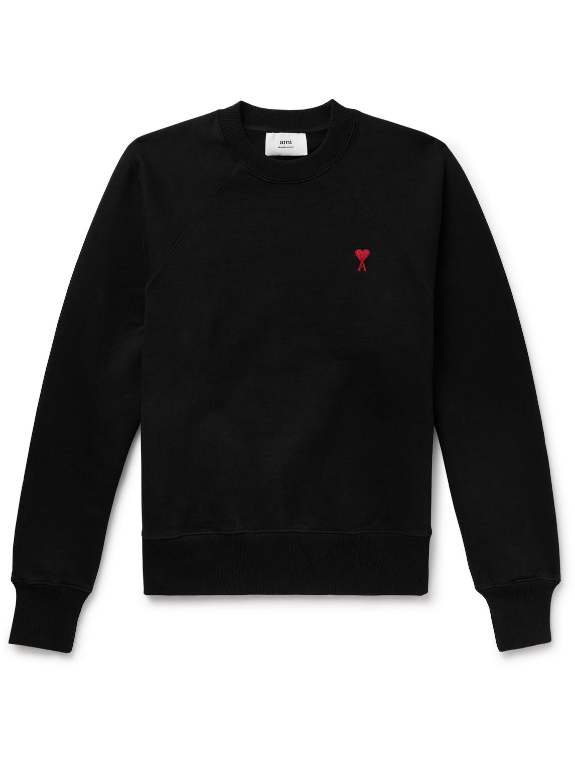 AMI ALEXANDRE MATTIUSSI Ami Classic Black Sweater With Round Neckline And Emblem Detail Product Image
