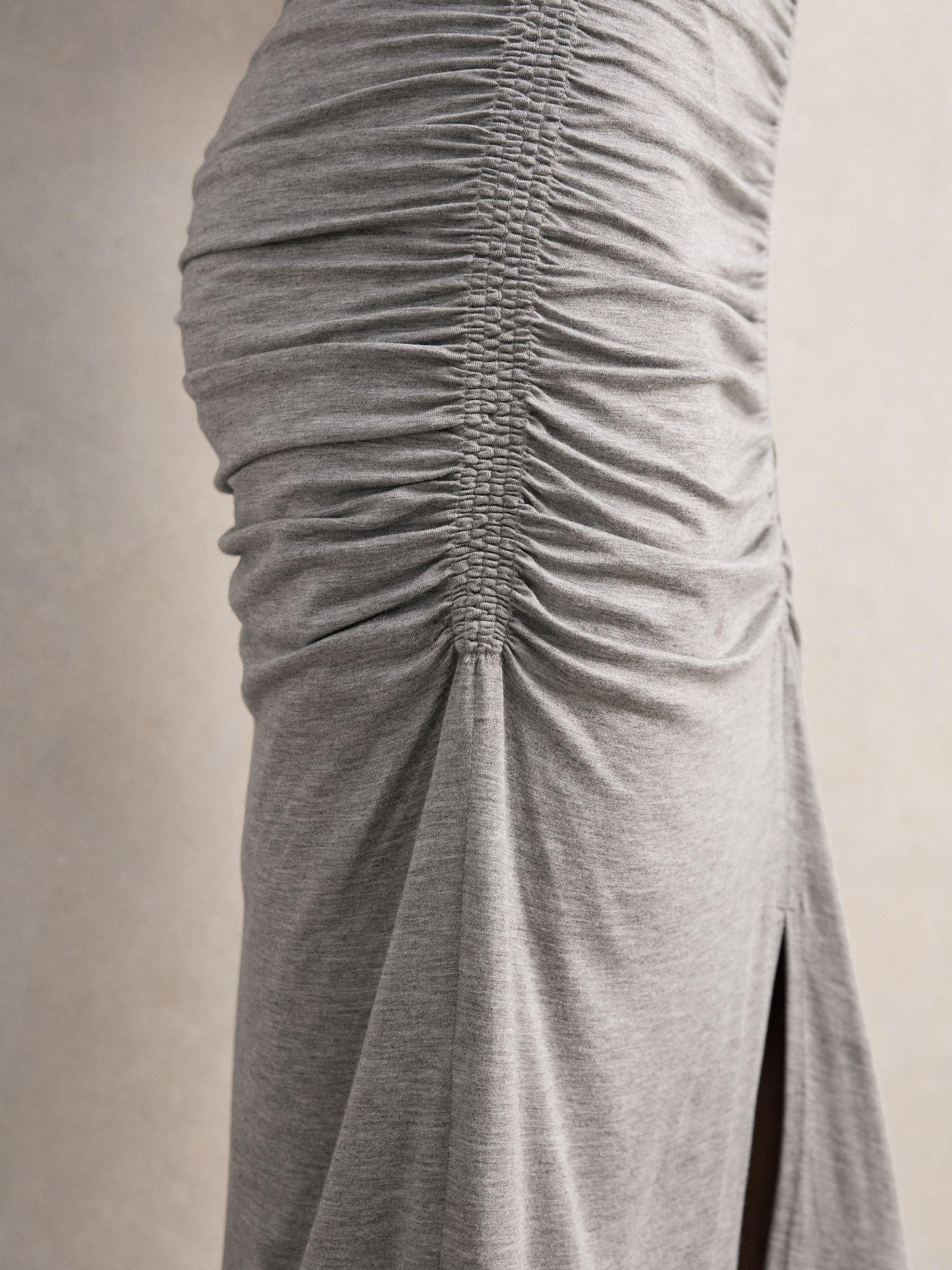 Stretch-Modal Ruched Jersey Dress in Grey Product Image