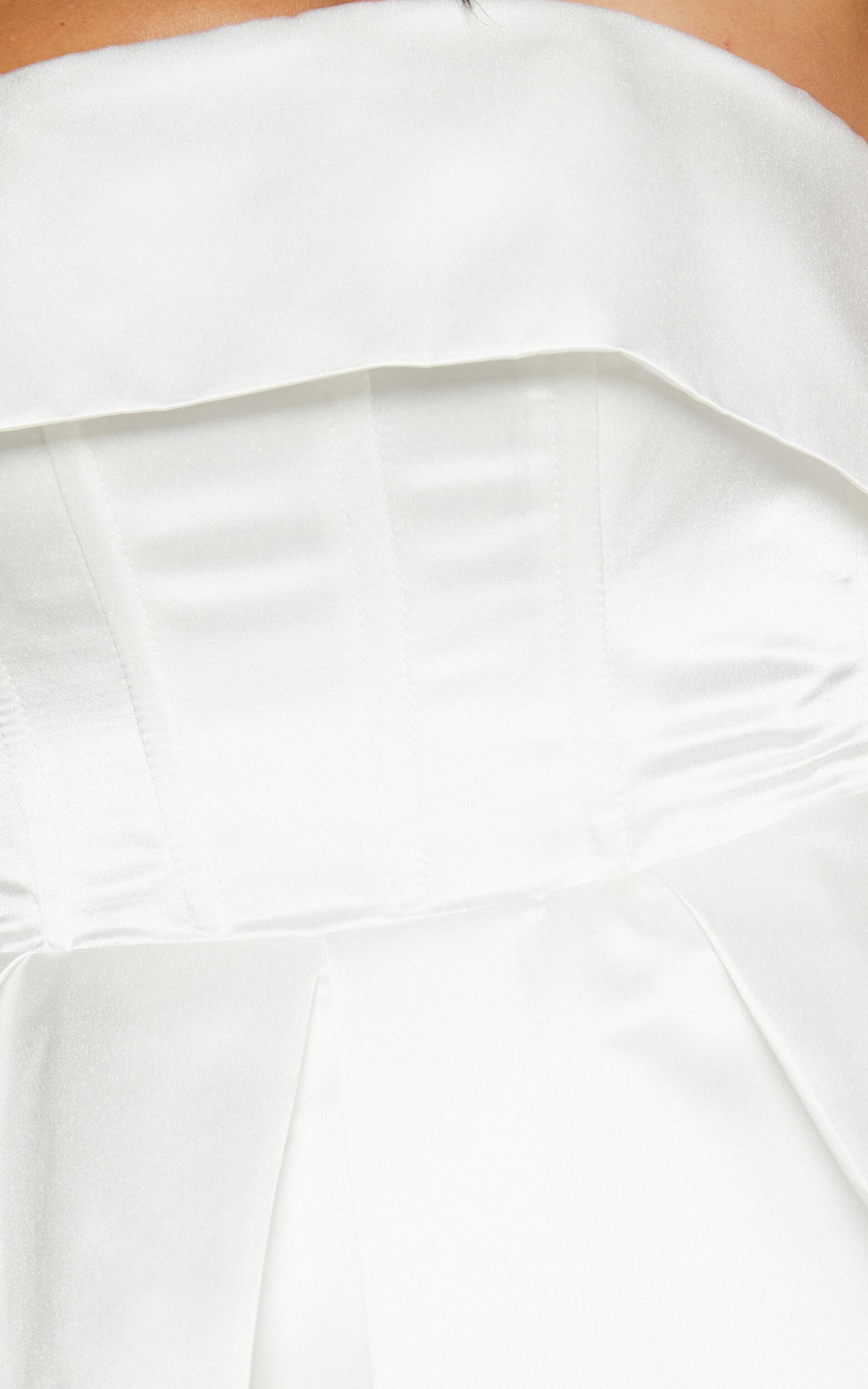 Valora Mini Dress - Strapless Fit and Flare Satin Dress in Ivory Product Image