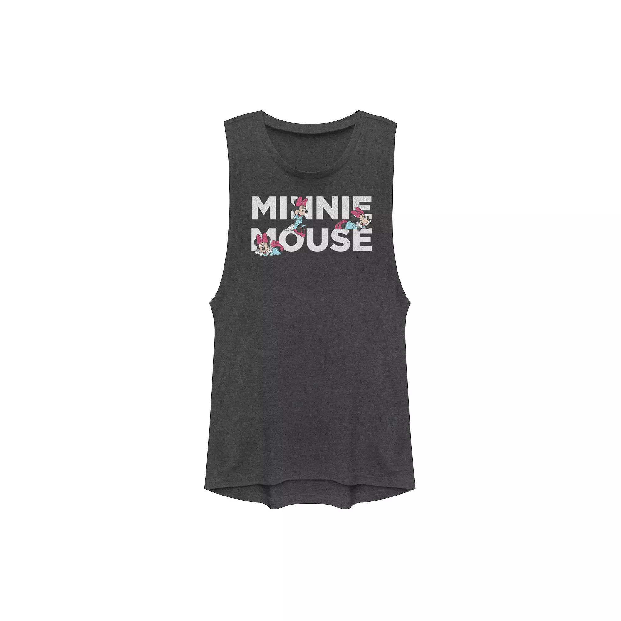 Disney's Mickey & Friends Minnie Mouse Text Portraits Juniors' Muscle Graphic Tank Top, Girl's,  Product Image