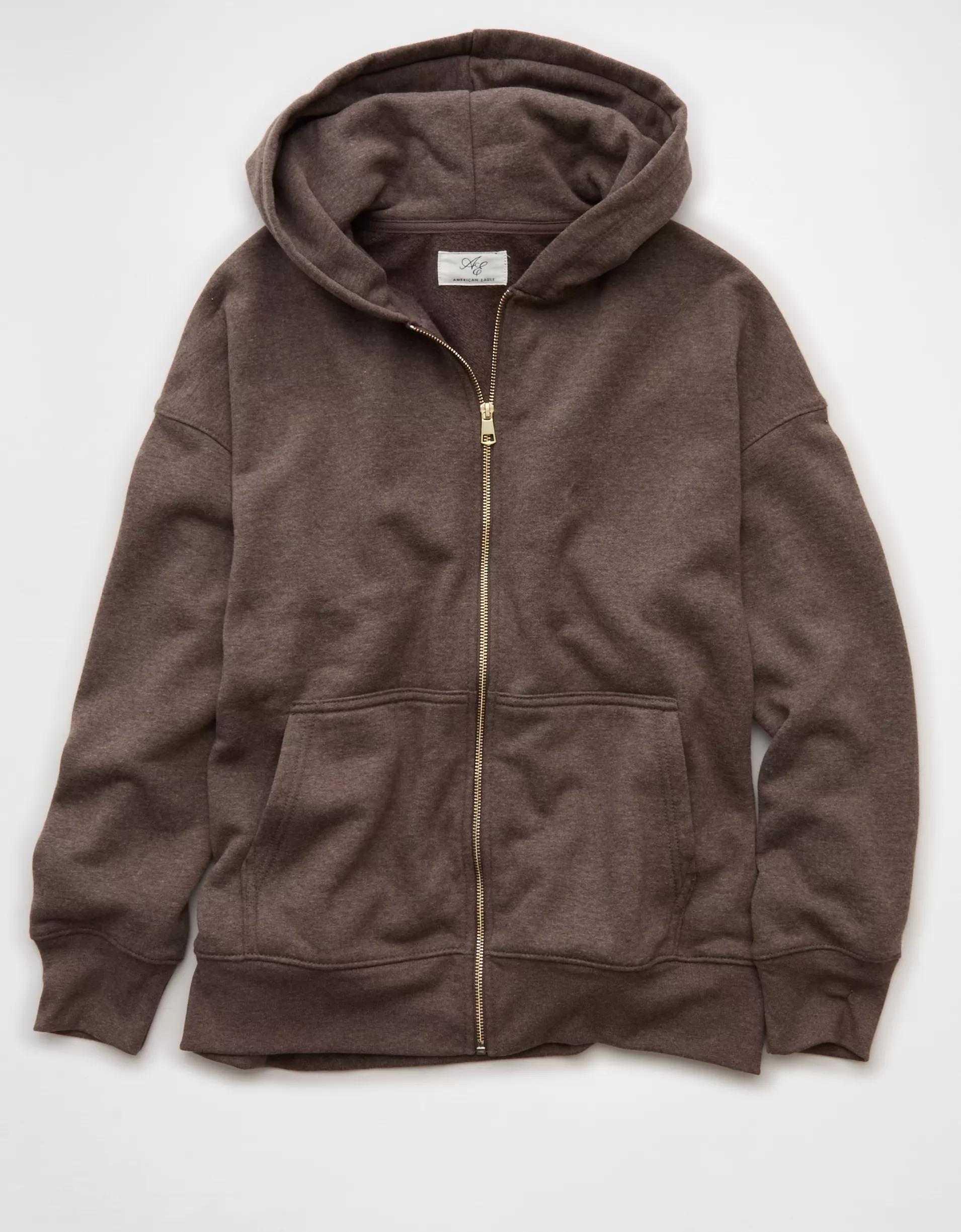 AE Everyday Luxe Oversized Zip-Up Hoodie Product Image