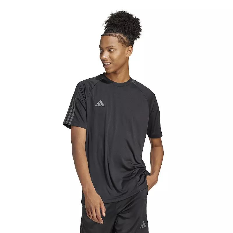 Men's adidas Sereno 3-Stripes AEROREADY Sportswear T-Shirt, Size: Large, Black Grey Product Image