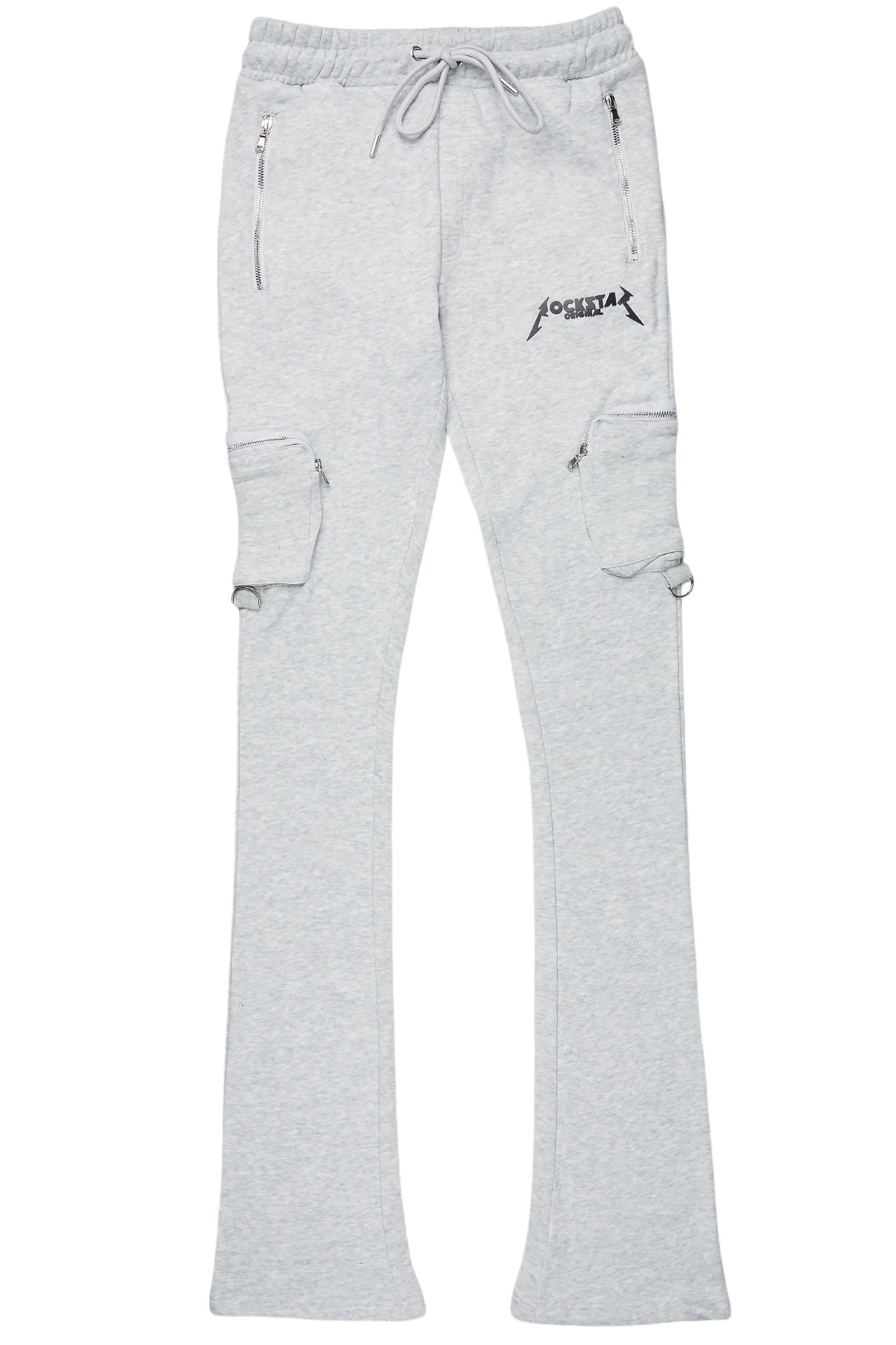 Colin Heather Grey Stacked Flare Track Pant Male Product Image