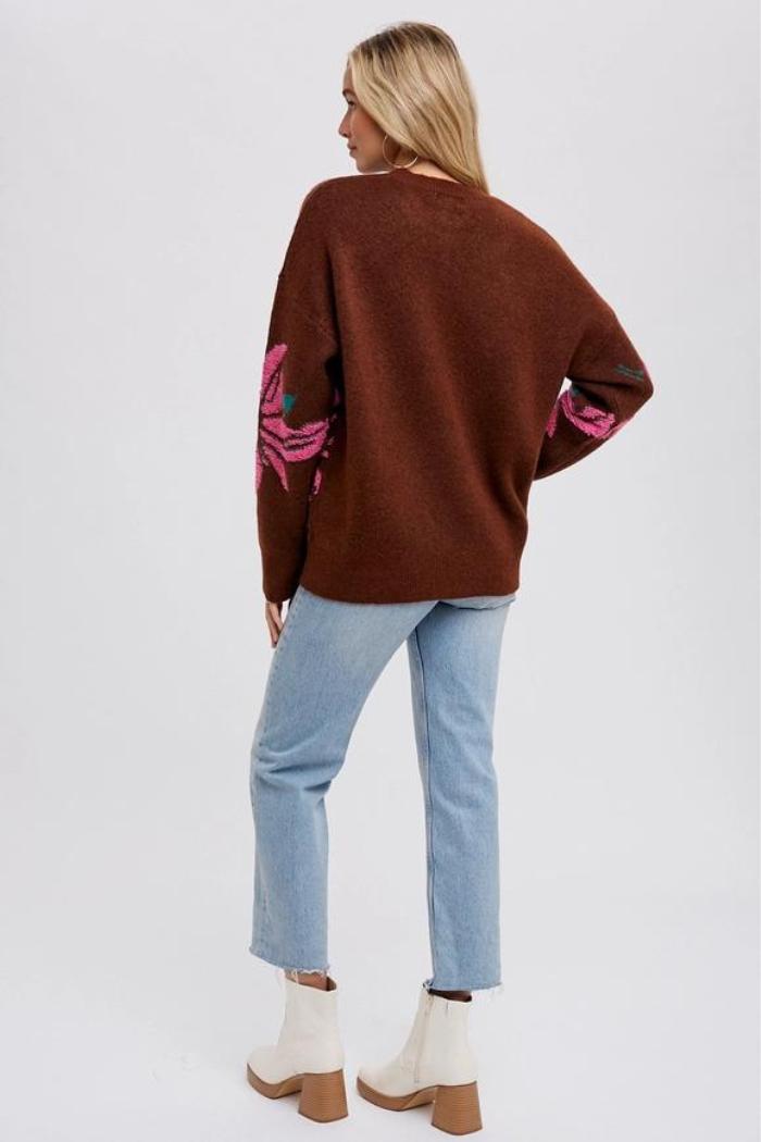 Textured Floral Motif Pullover Product Image