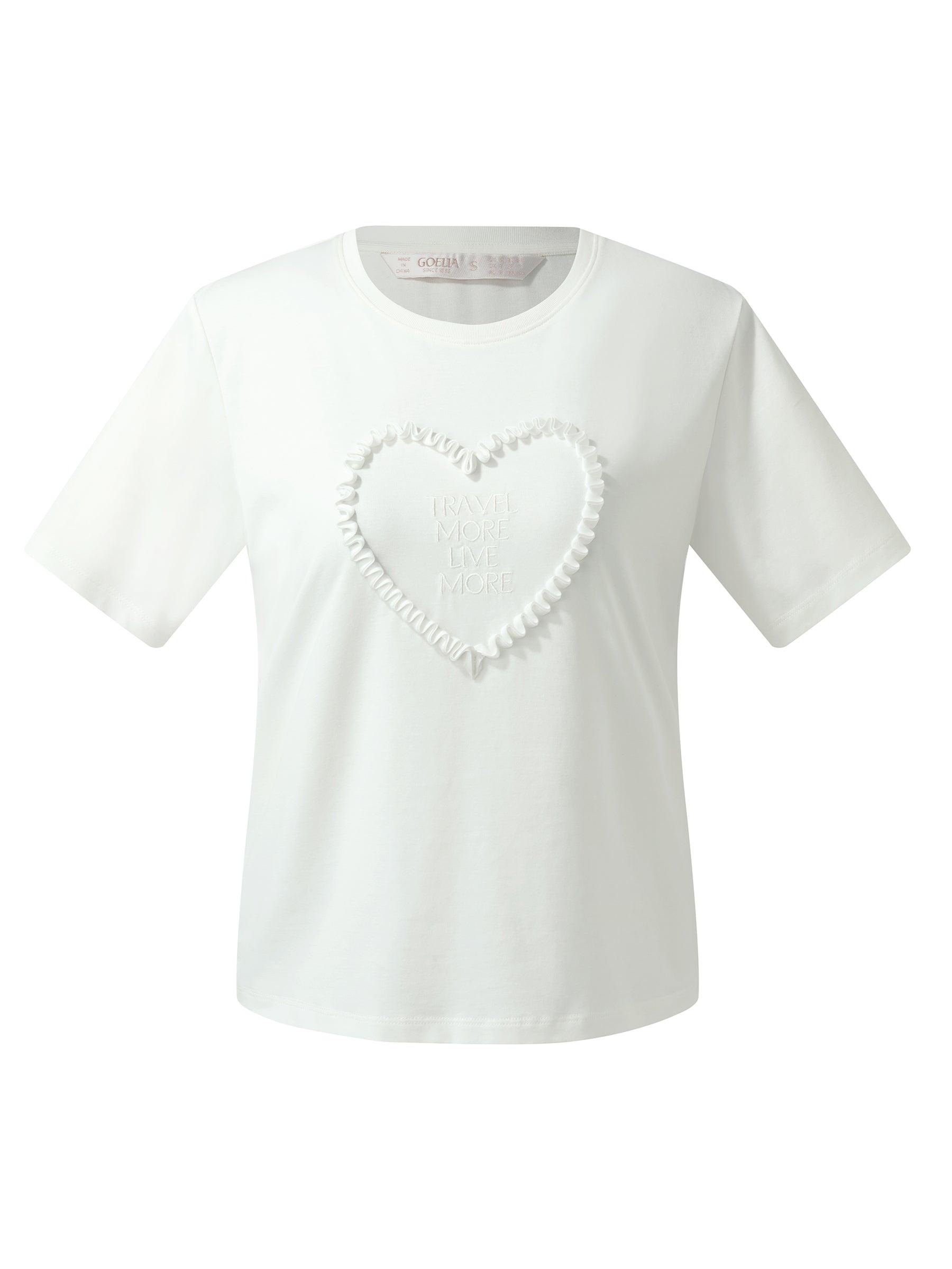 Heart And Letter Embroidered Women T-Shirt Product Image