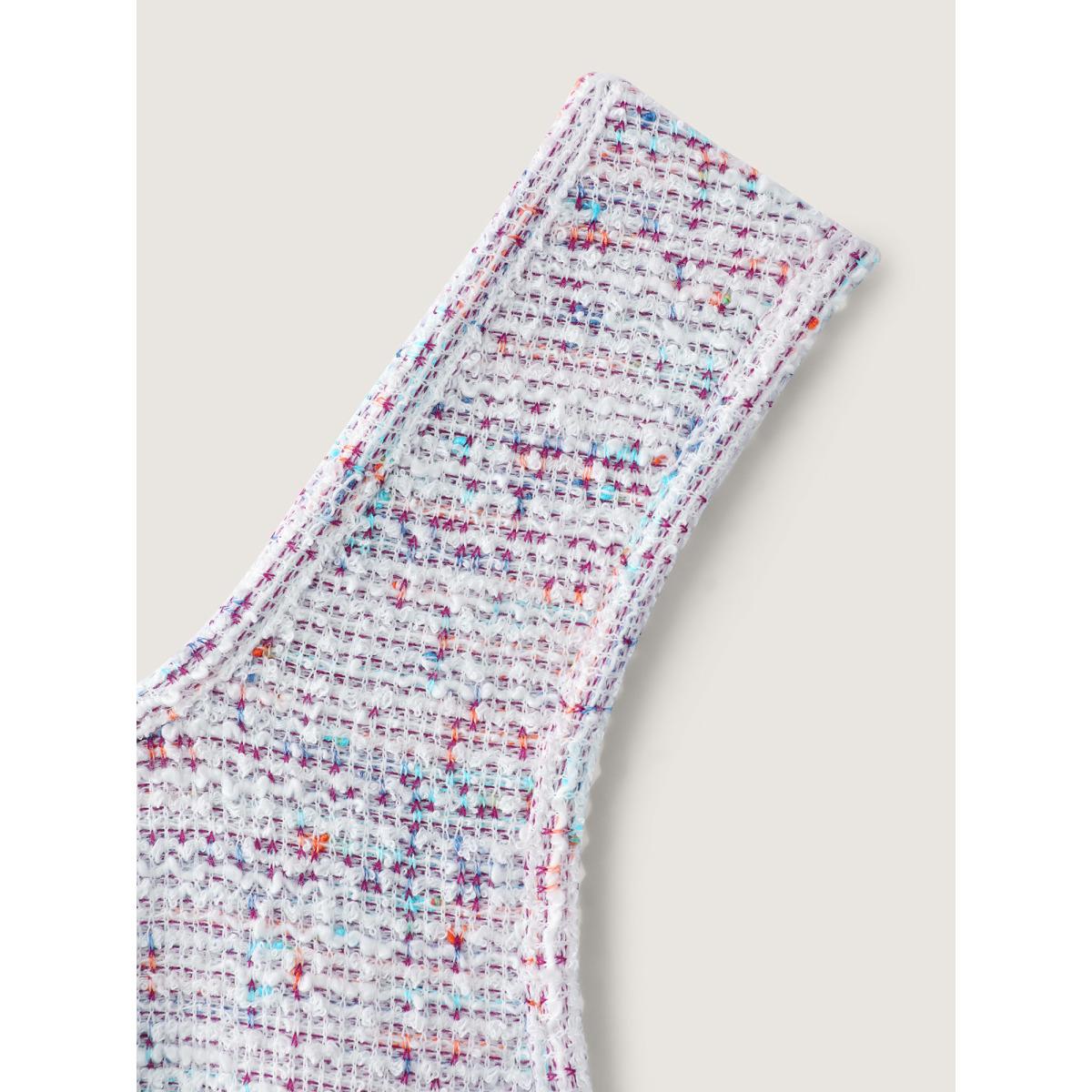 Plus Size Stretchy Tweed Shirred Back Pockets Midi Dress Multicolor Women Timeless Heart neckline Sleeveless Curvy BloomChic 30/6X Product Image