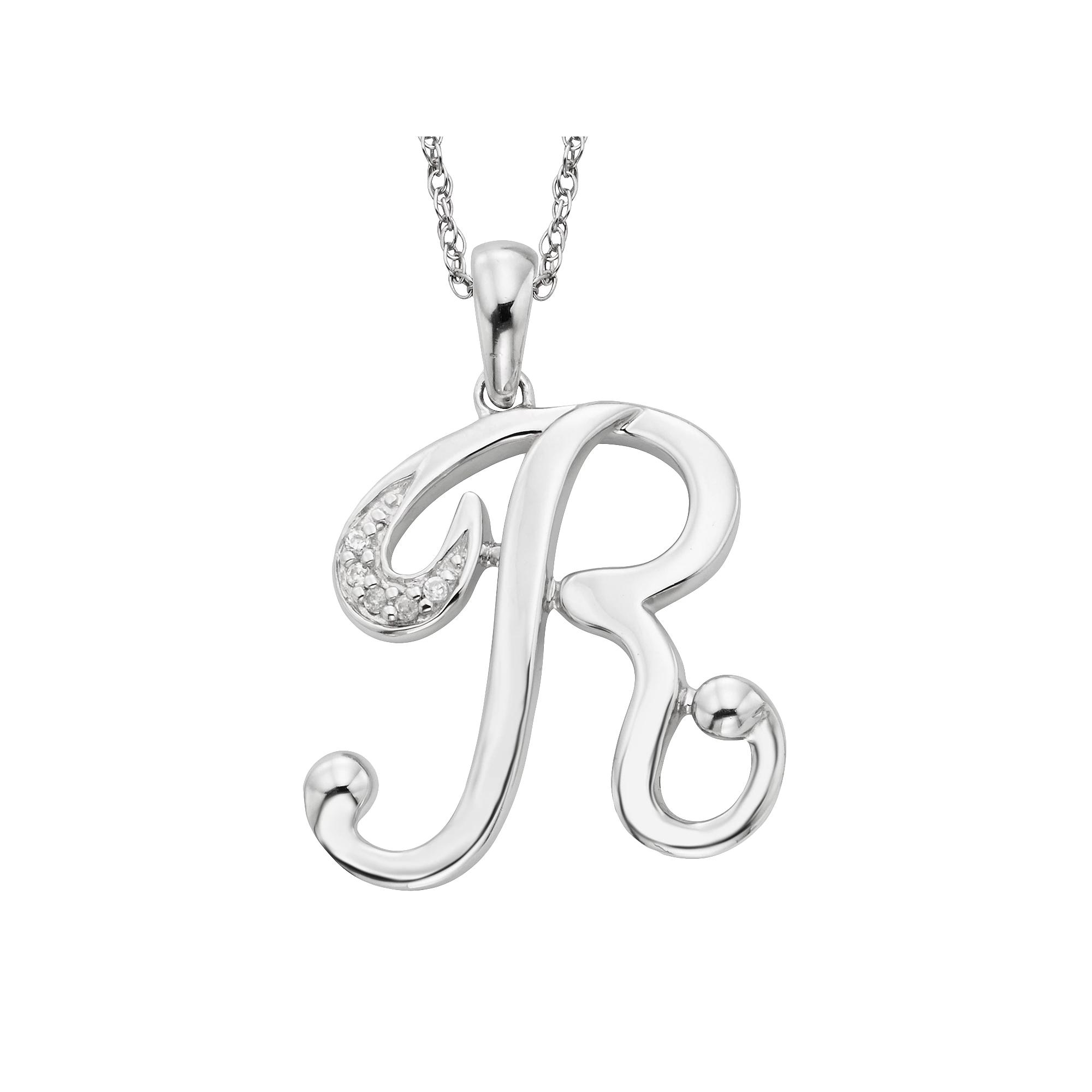Sterling Silver Diamond Accent Initial Pendant, Women's,  Product Image