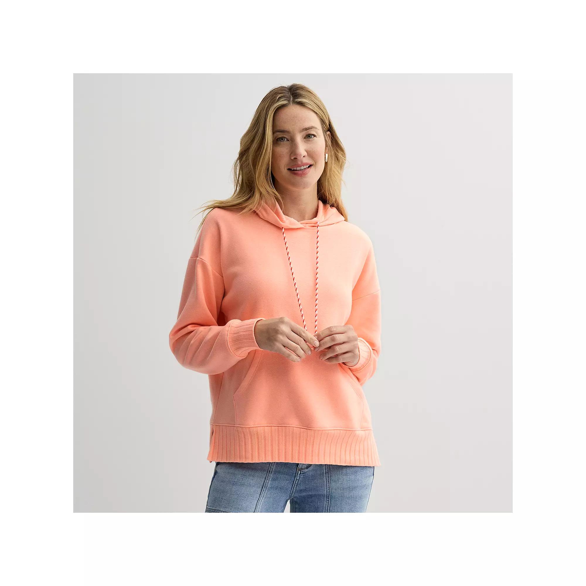 Women's Sonoma Goods For Life® Mixed Rib Fleece Hoodie, Size: Small, Purple Product Image