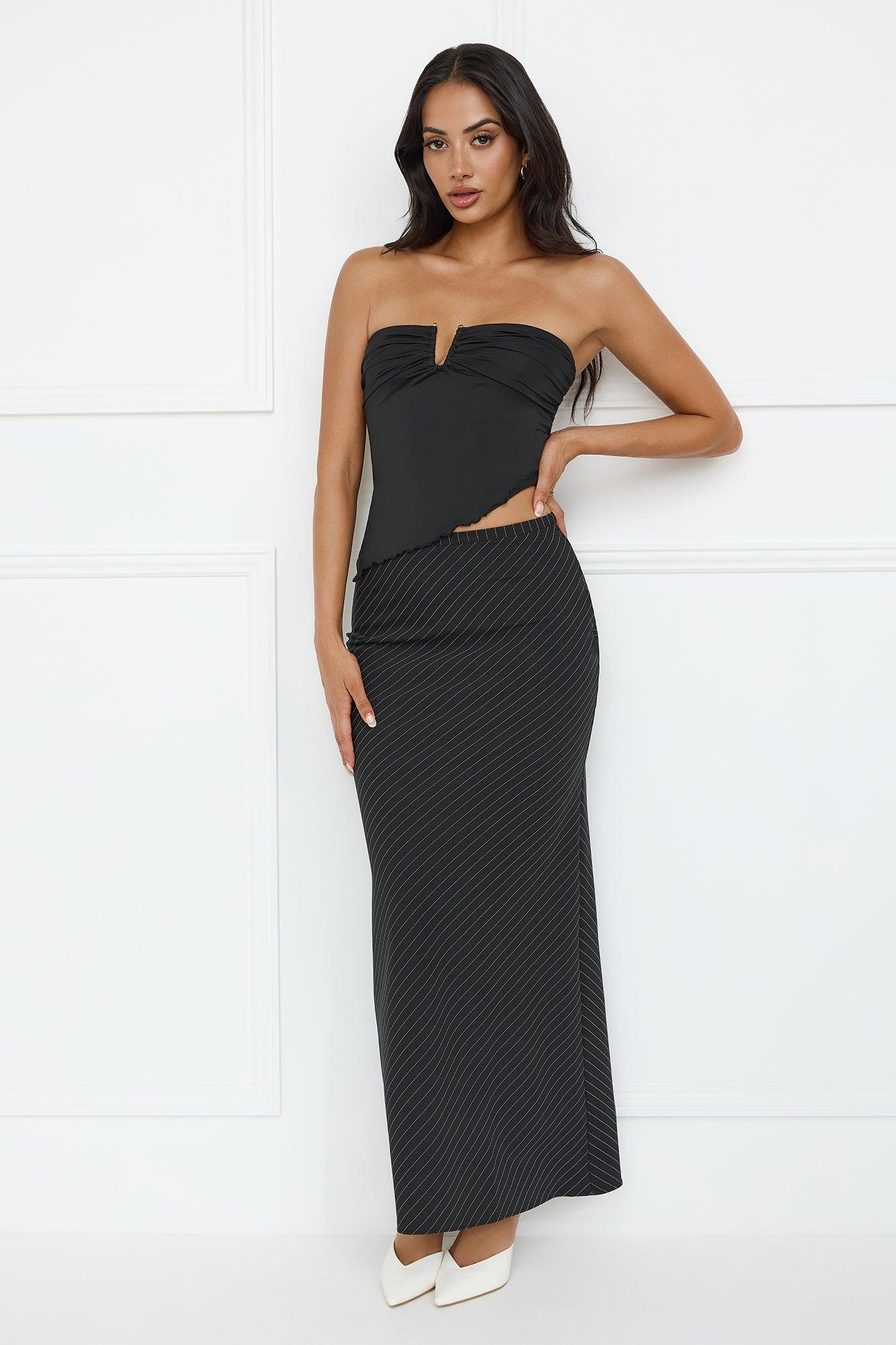 Endless Maxi Skirt Onyx Pinstripe Product Image