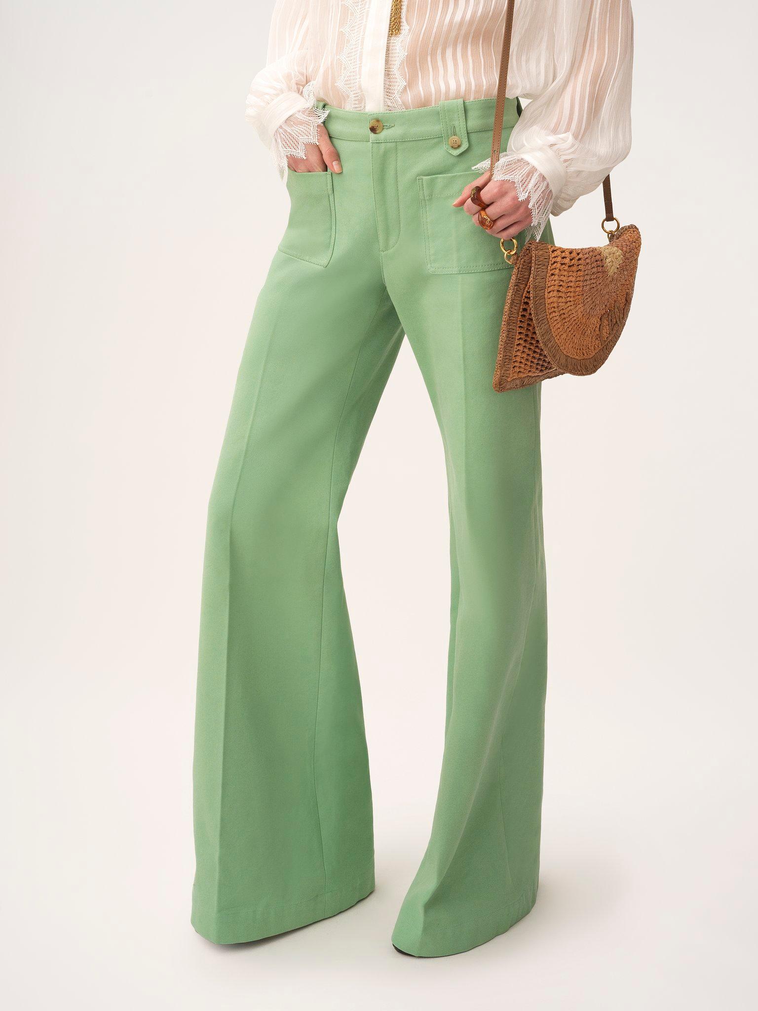 Flared pants in cotton canvas Product Image