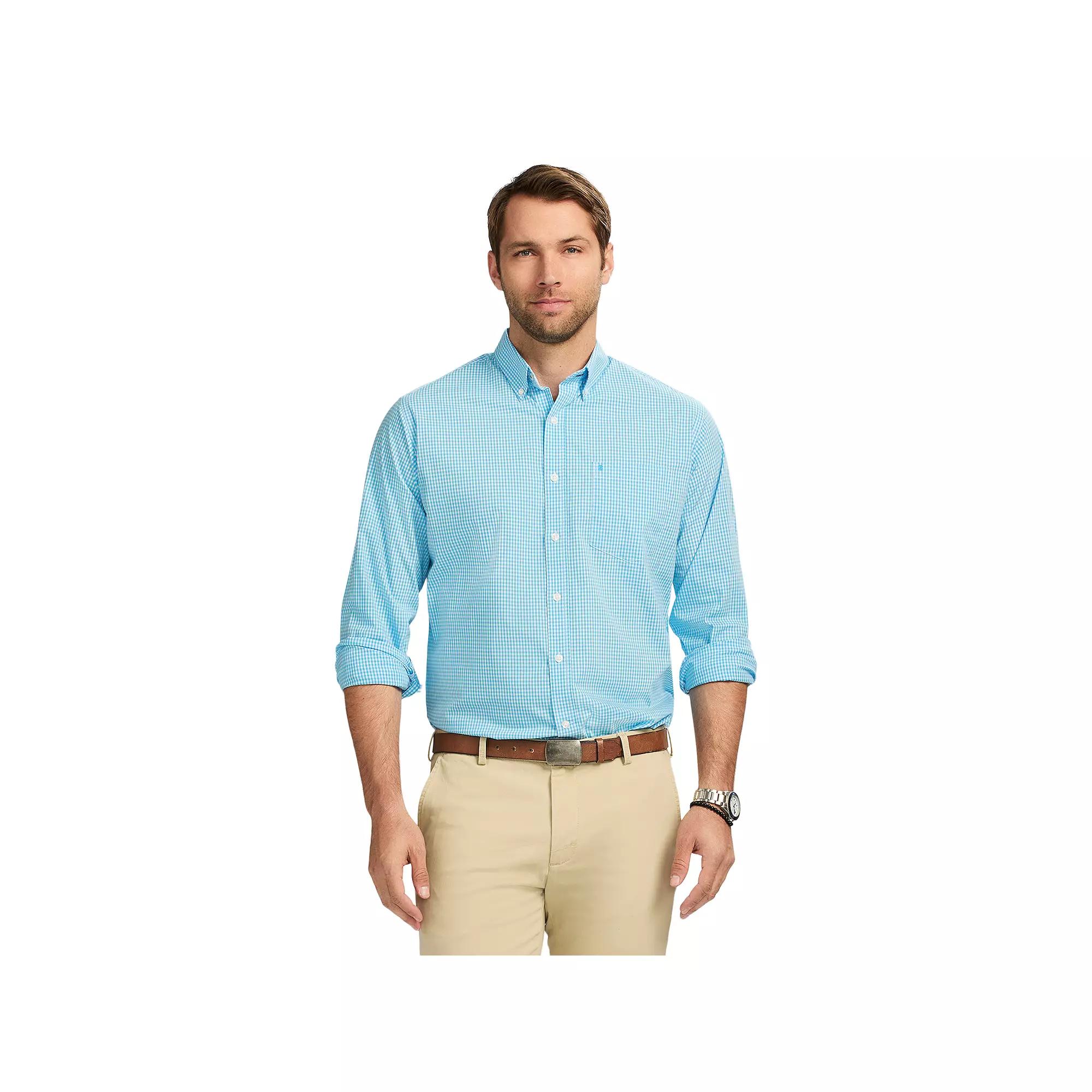 Men's IZOD Performance Comfort Long Sleeve Button Down Woven Shirt, Size: XL, Aquarius Check Product Image