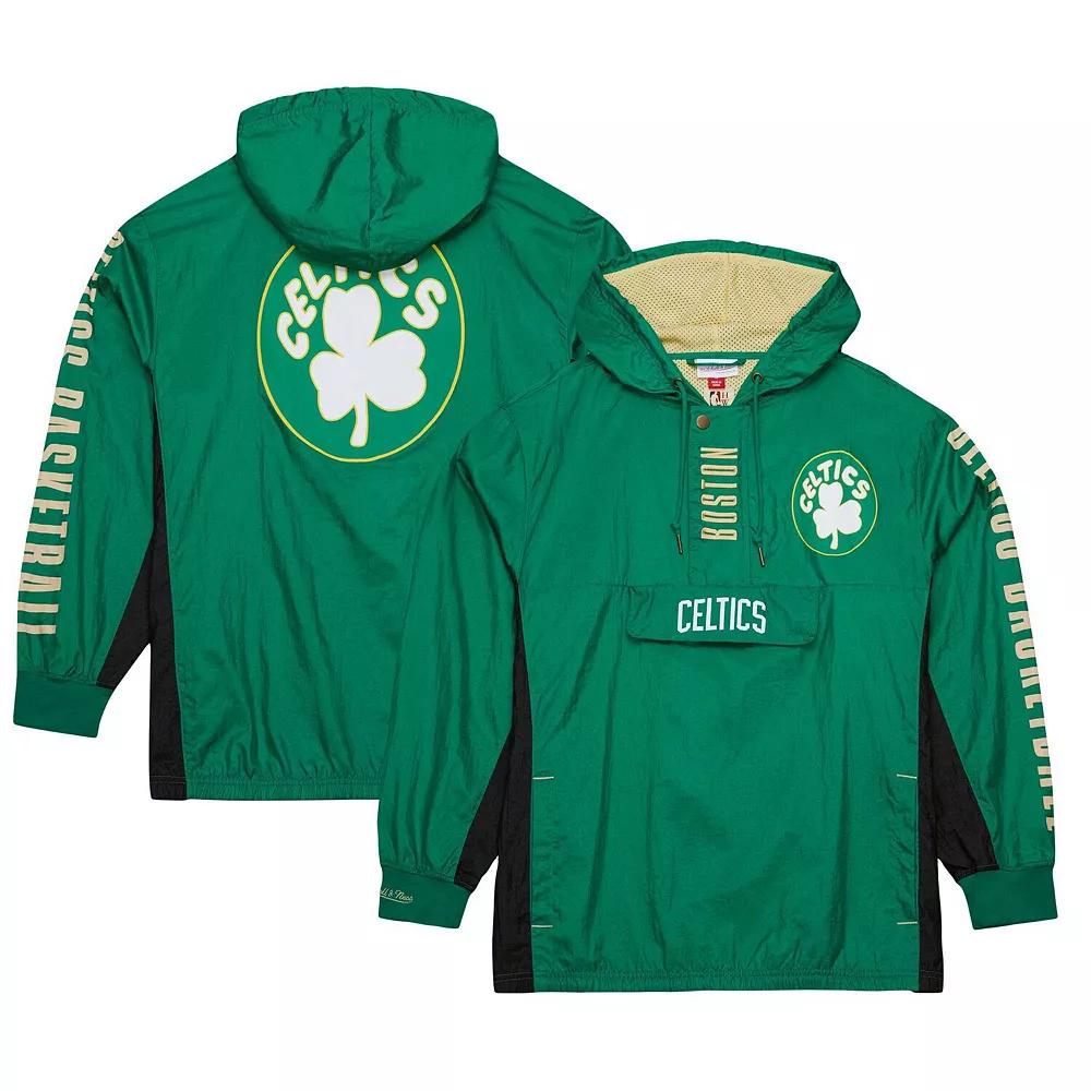 Men's Mitchell & Ness Kelly Green Boston Celtics Big & Tall Hardwood Classics Team OG 2.0 Anorak Hoodie Quarter-Zip Windbreaker Jacket, Size: 2XB Product Image