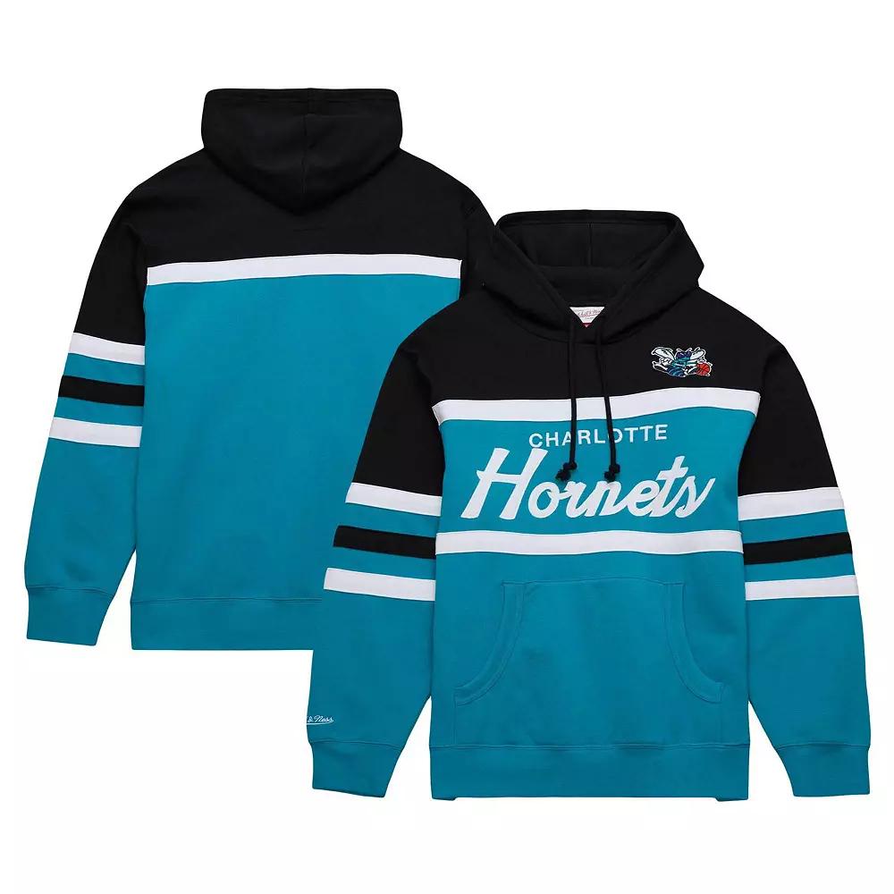 Men's Mitchell & Ness Teal/Black Charlotte Hornets Head Coach Pullover Hoodie, Size: 3XL, Chr Blue Product Image
