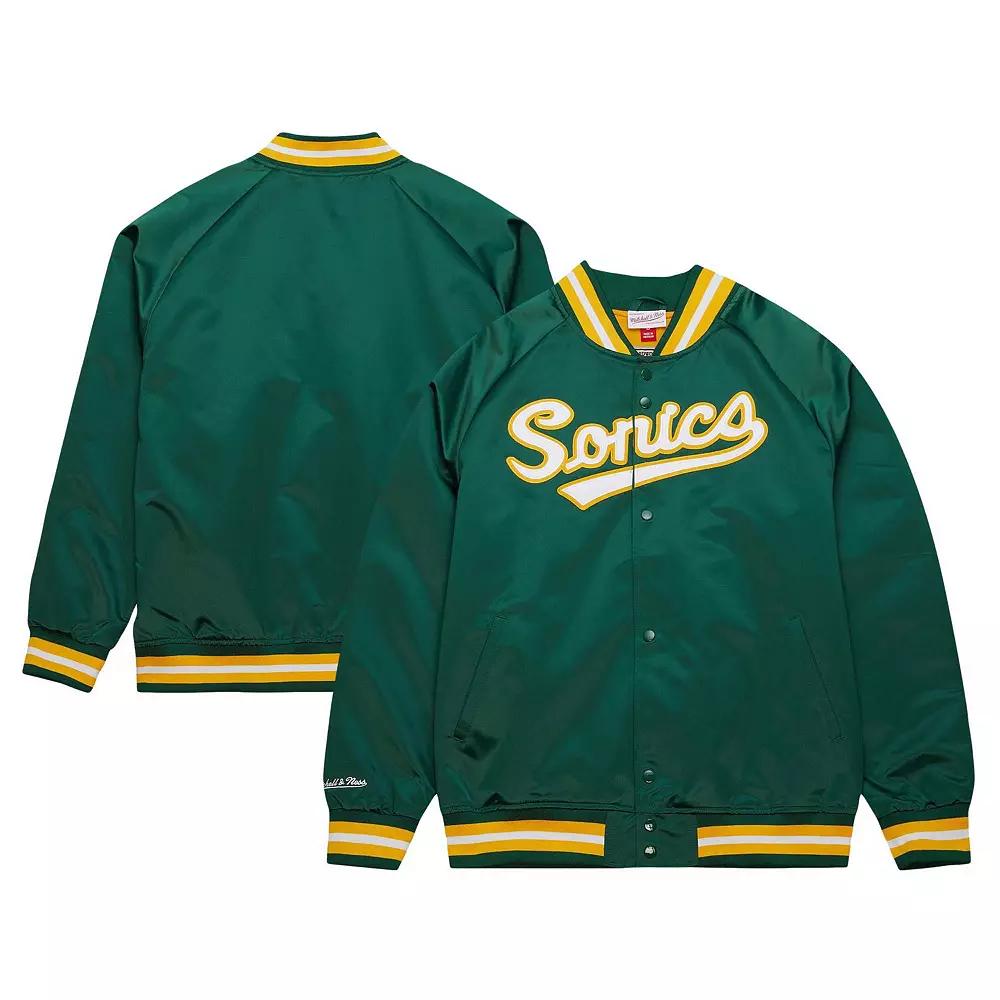 Men's Mitchell & Ness Green Seattle SuperSonics Hardwood Classics  Throwback Wordmark Raglan Full-Snap Jacket, Size: 3XL, Nba Green Product Image