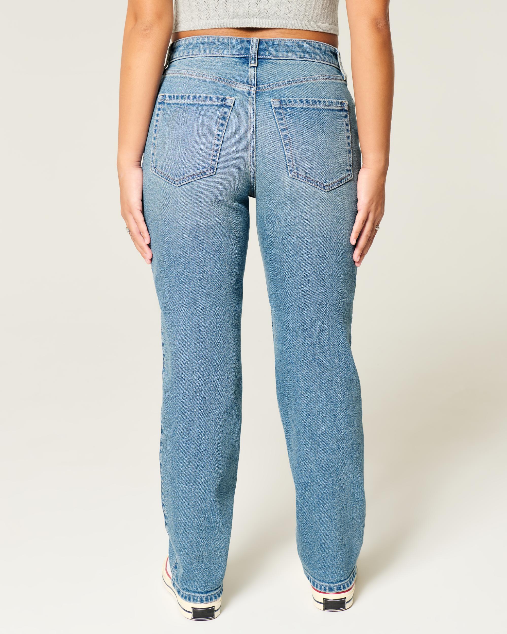 High-Rise Medium Wash Straight Jeans Product Image
