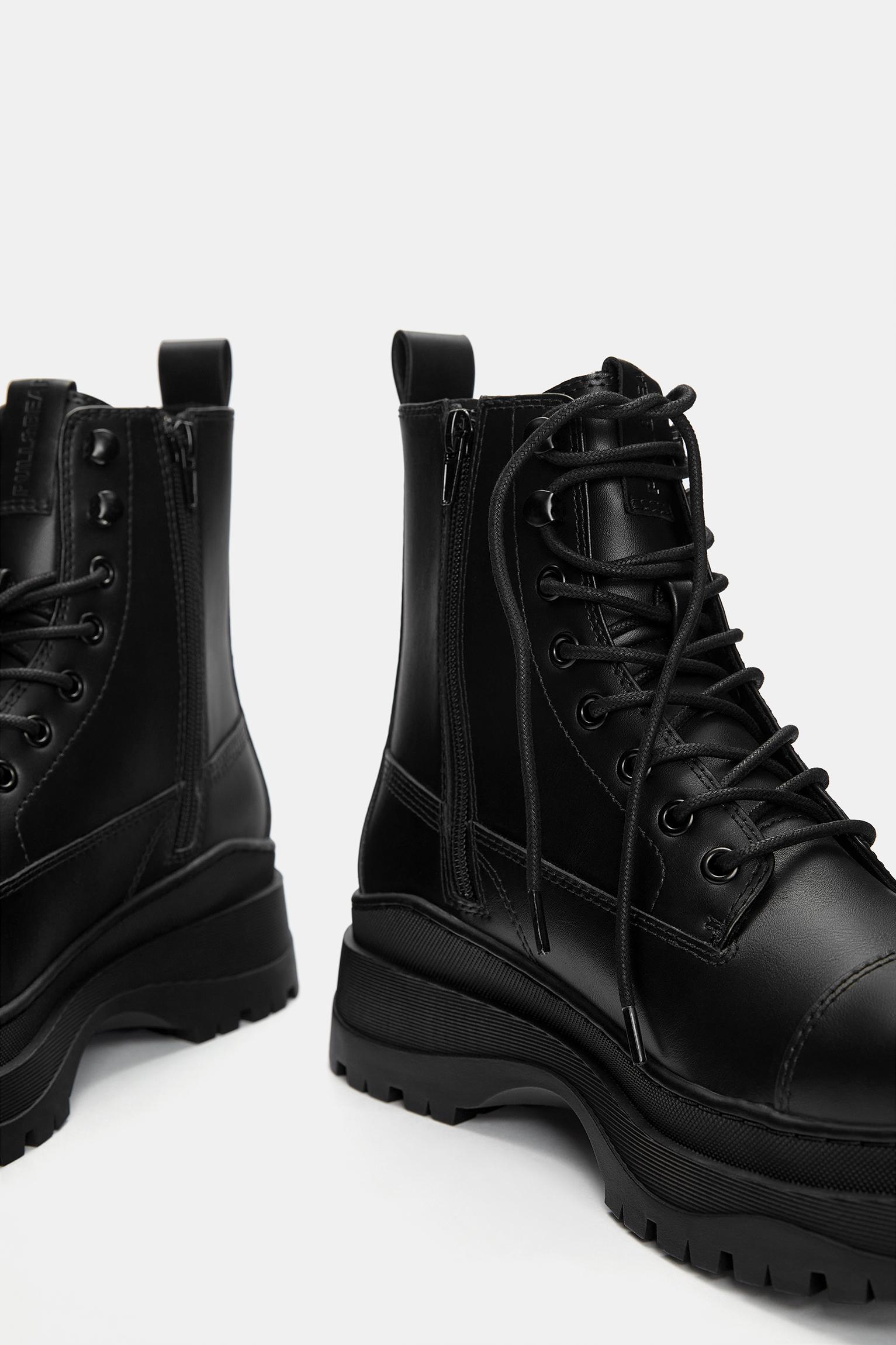 Lace-up chunky boots with lining Product Image