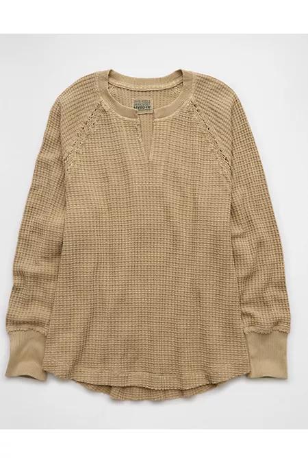 AE Big Hug Notch Neck Waffle Sweatshirt Womens Product Image
